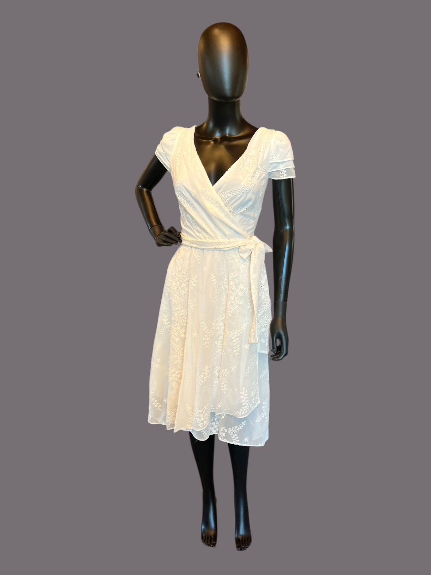 White Chiffon Eyelet Cocktail Dress - DKNY - NWT