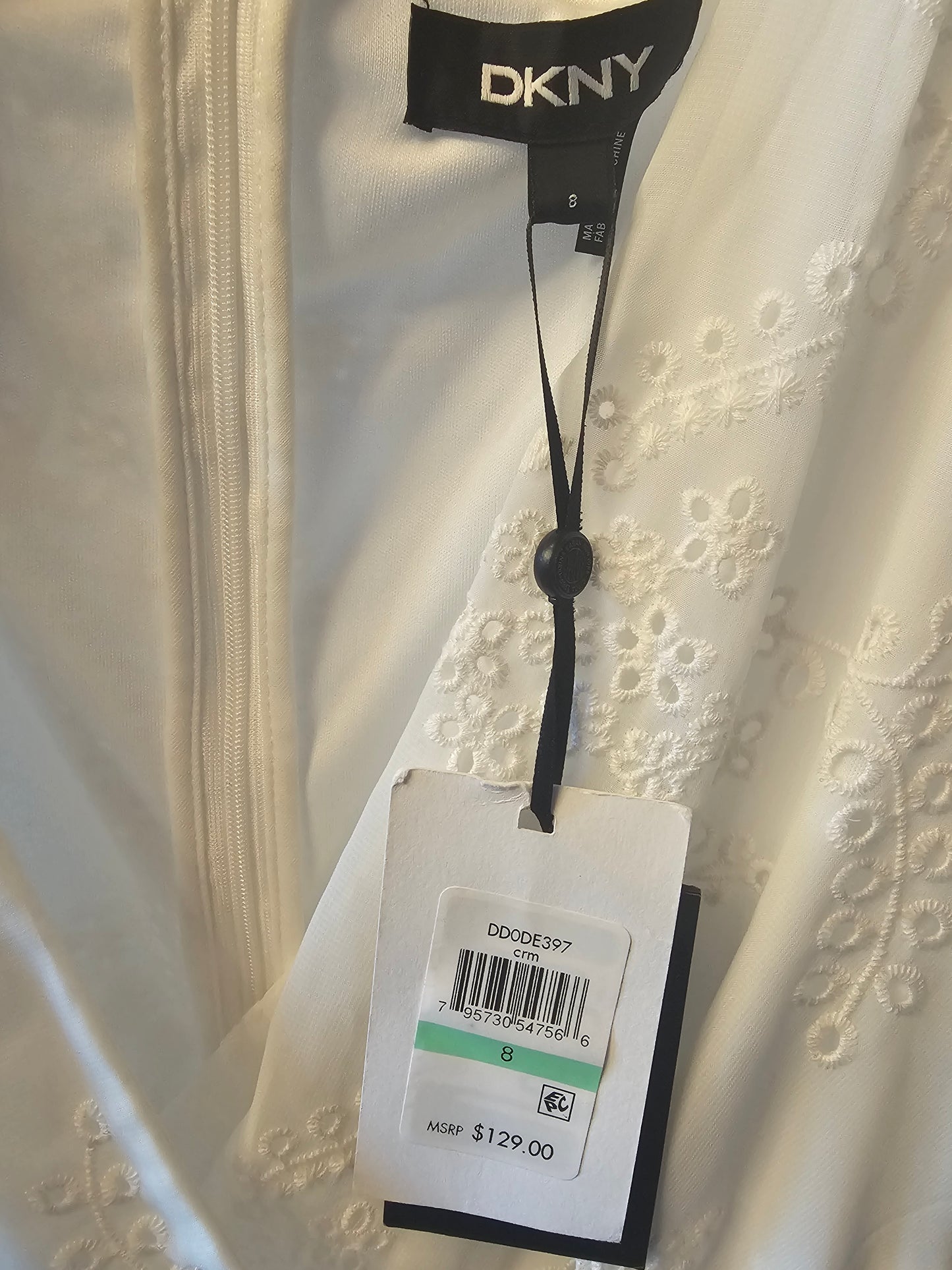 White Chiffon Eyelet Cocktail Dress - DKNY - NWT