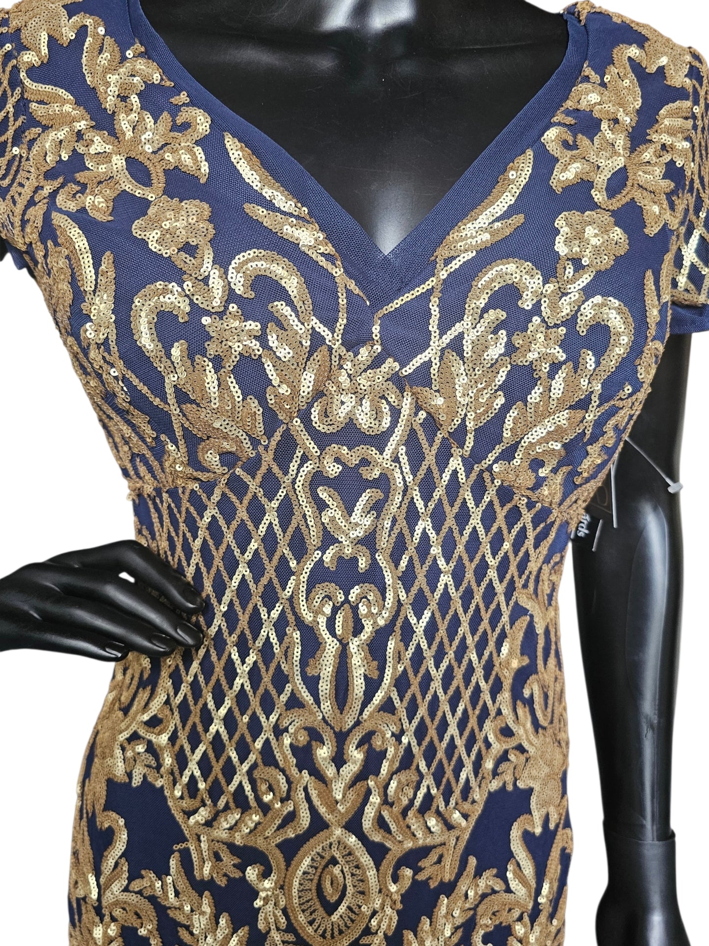 Navy Blue/Gold Sequin - R & M Richards