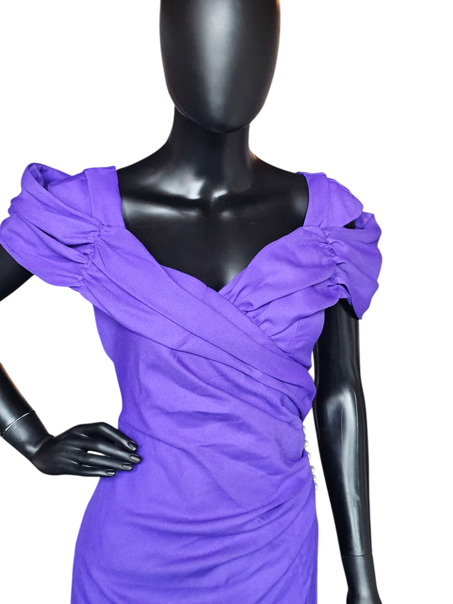 Vintage Purple Off Shoulder Side Sweep