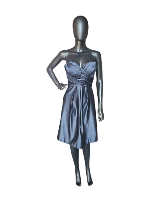 Navy Satin Sweetheart Cocktail/Party Dress - Bill Levkoff
