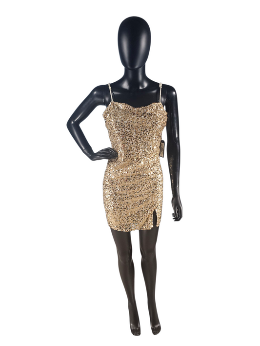 Gold Sequin Spaghetti Strap Cocktail Dress / Party Dress - Wild Fable