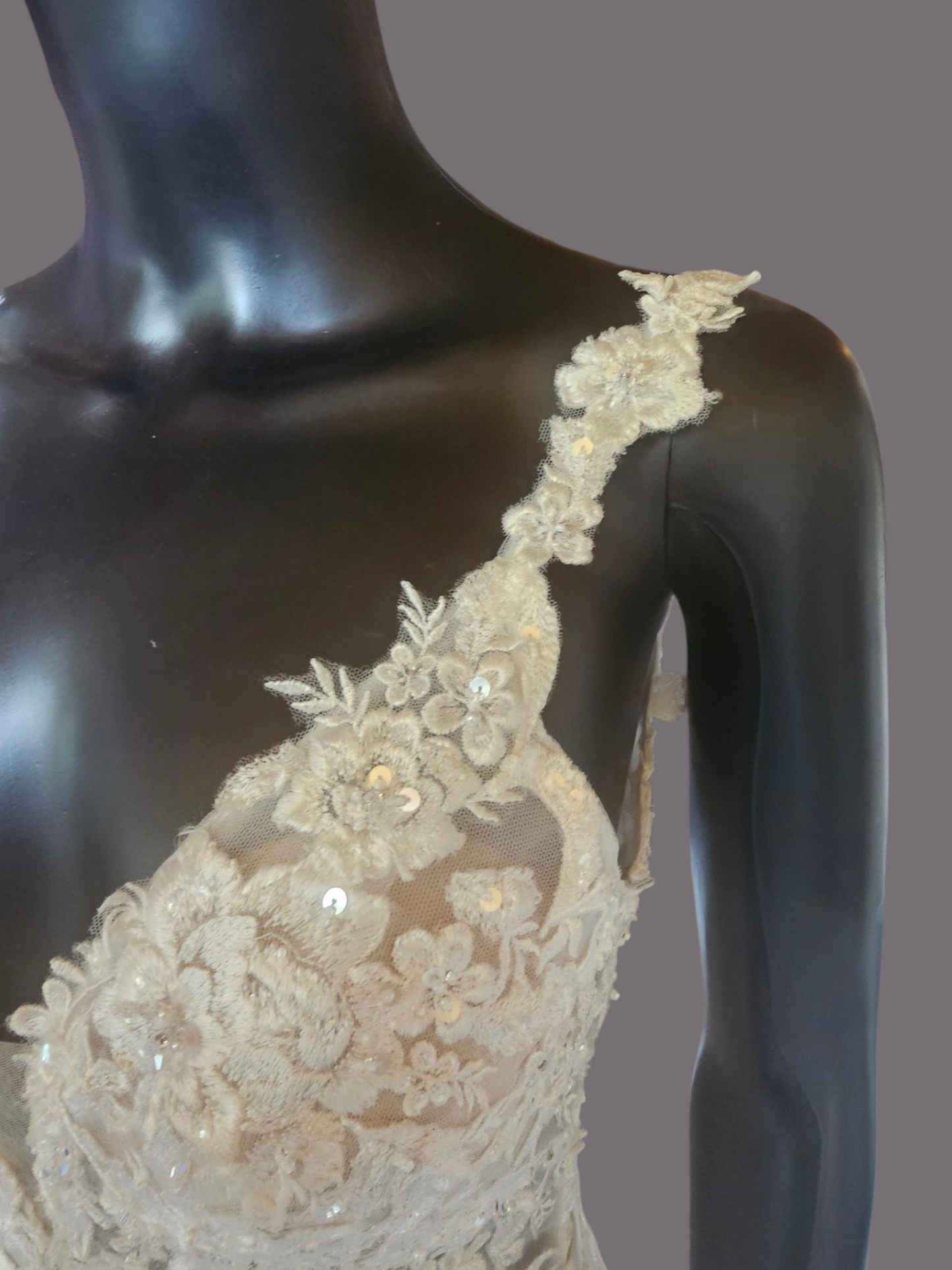 Ivory A-Line Wide Strap V-neck Plunge Wedding Gown - Mori Lee