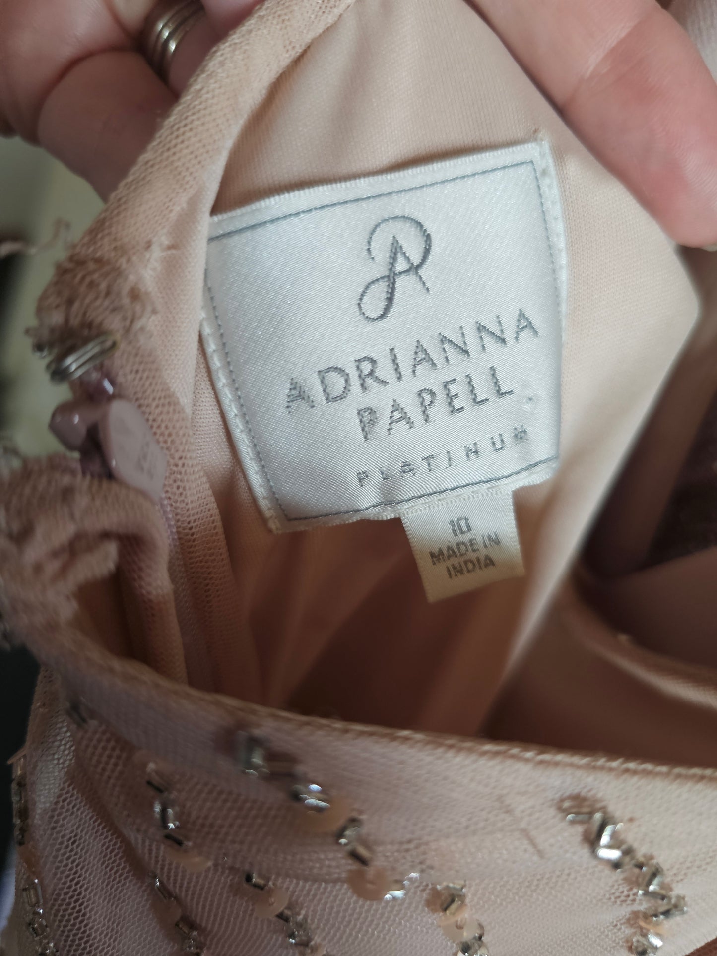 Blush Adrianna Papell Beaded Formal Gown