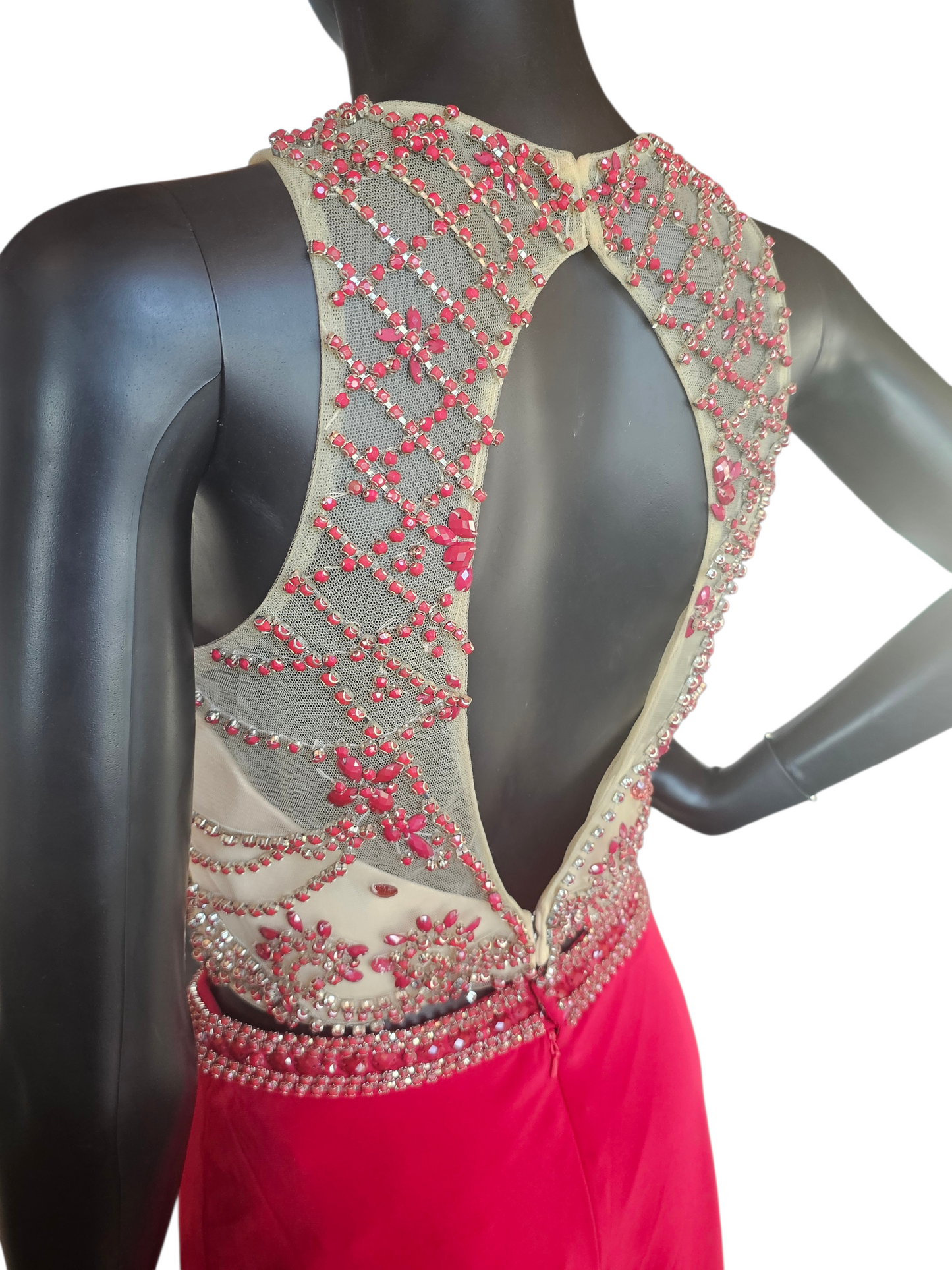 Red/Nude 2 Piece Party Dress - Juliet