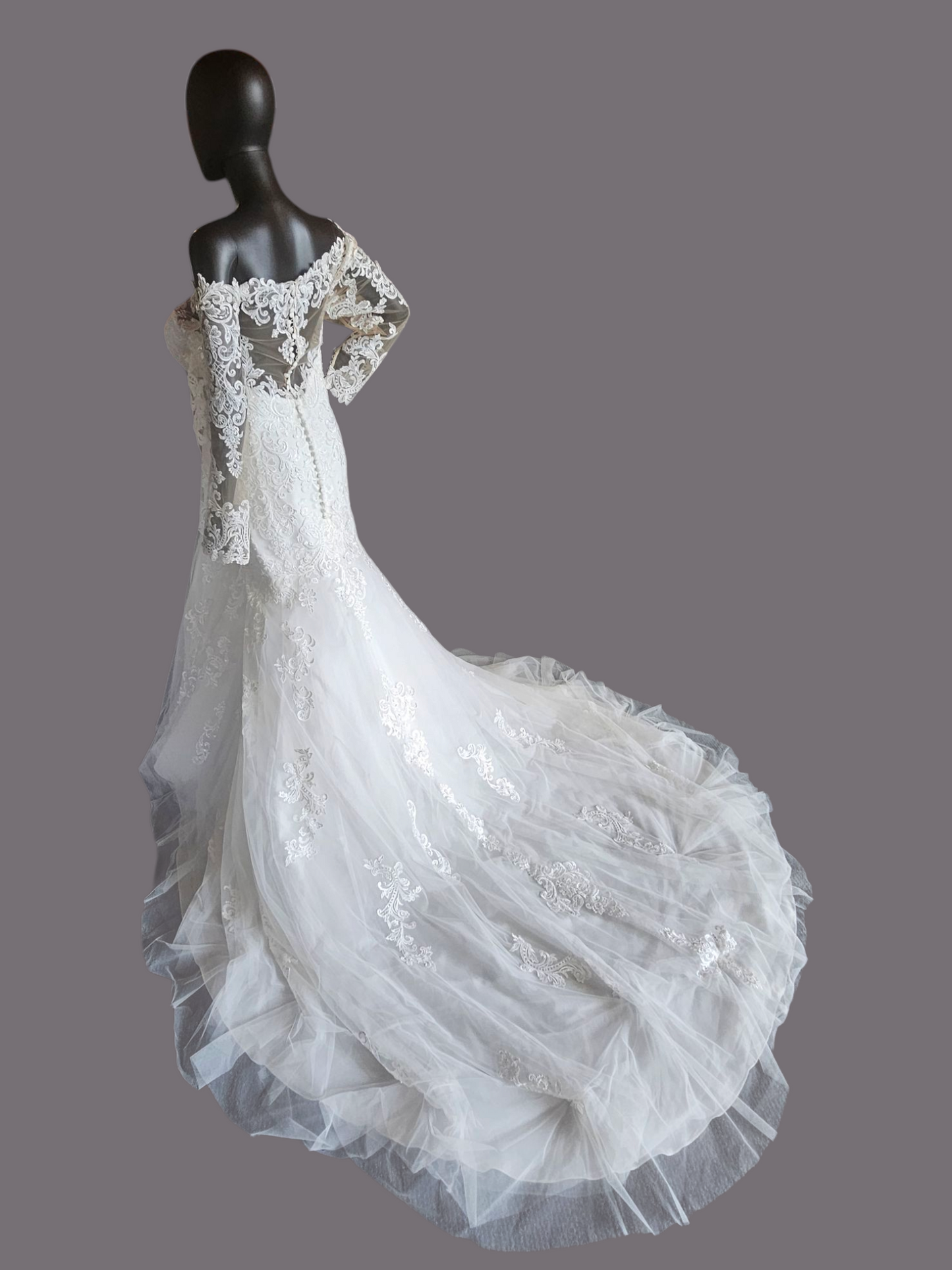 Ivory Lace Overlay Long Sleeve Wedding Gown - Morilee Madeline Gardner