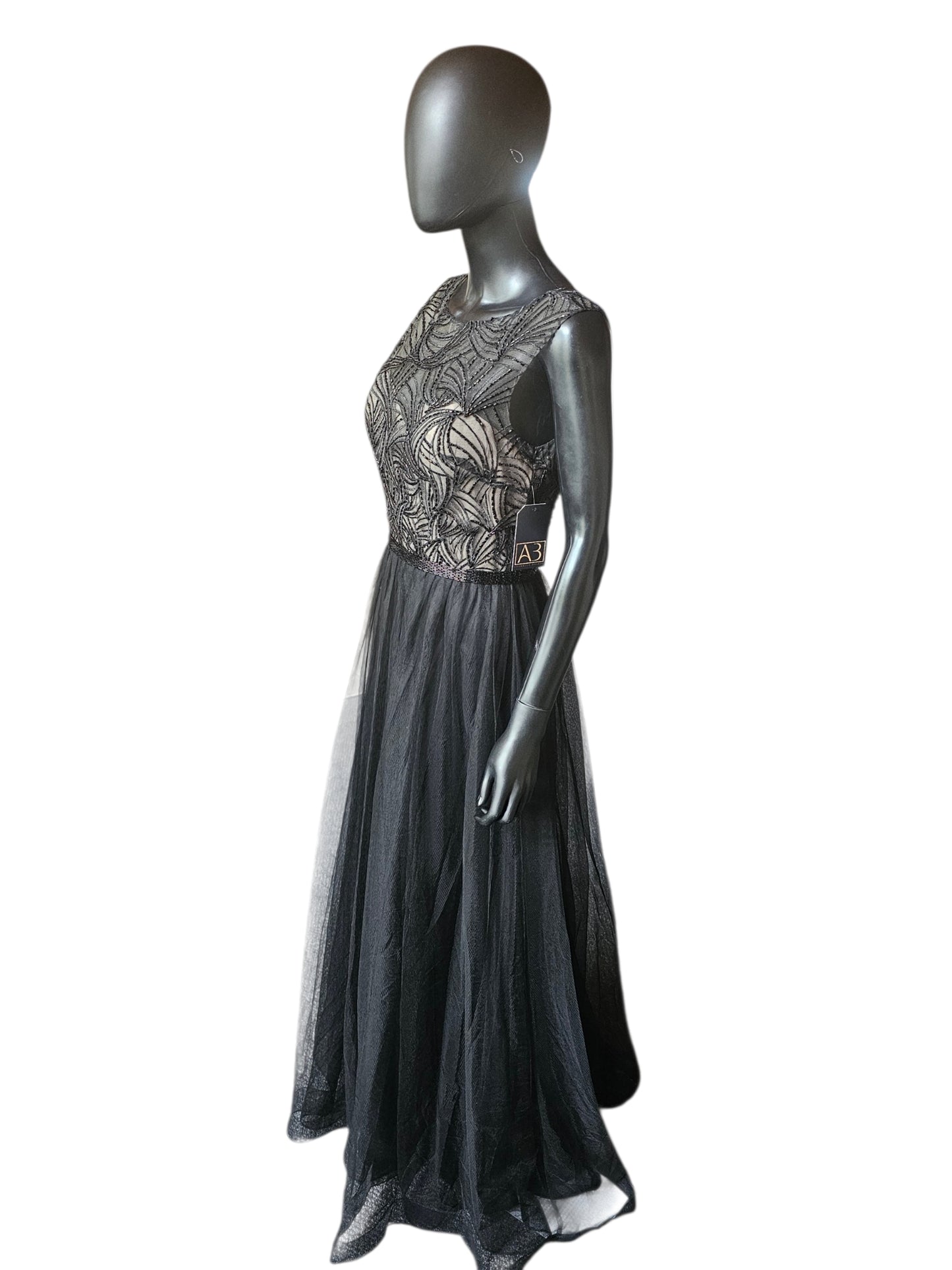 Black Embroidered A-Line - Mori Lee