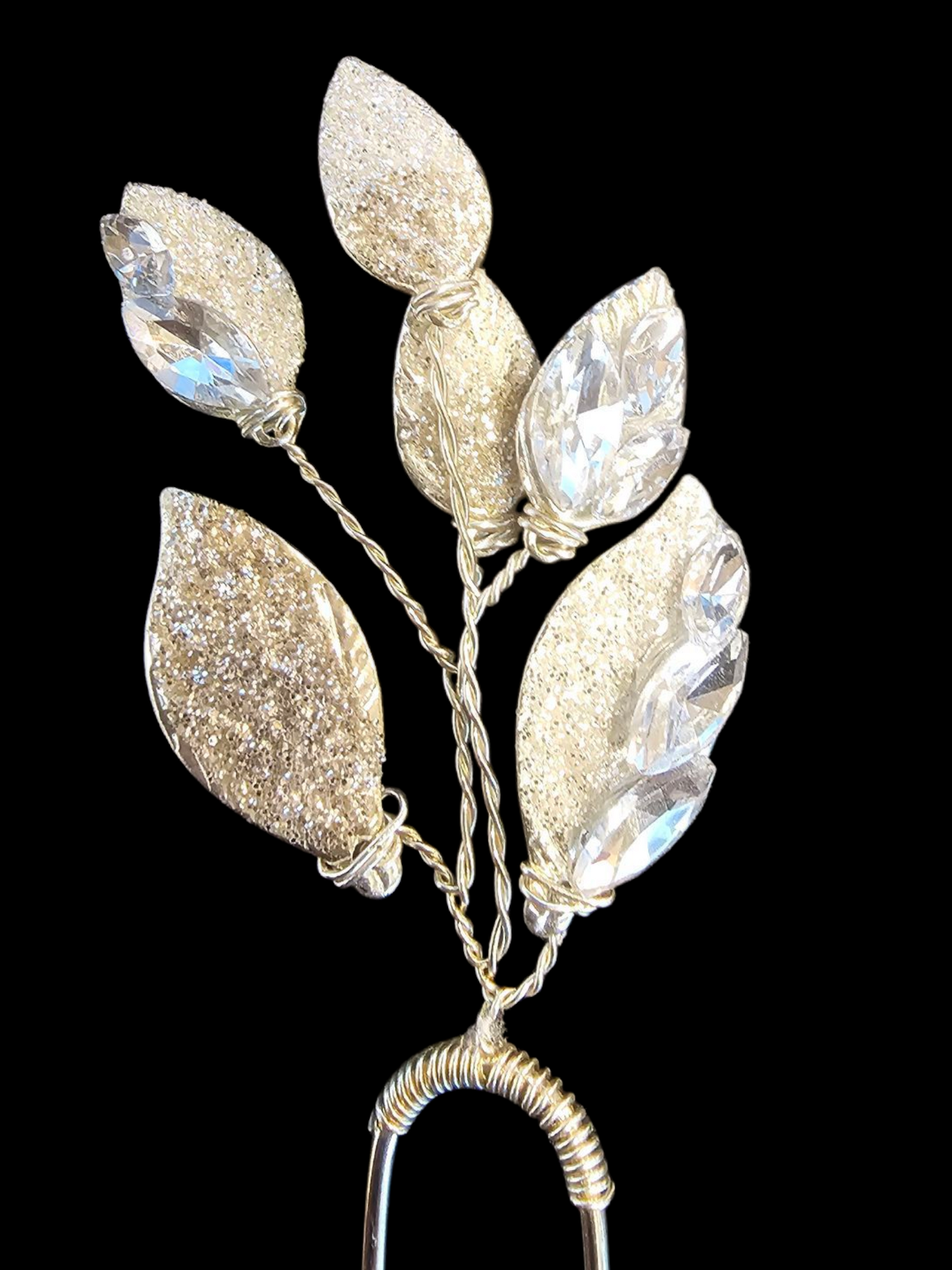 Silver/Glitter/Crystal Leaf Hair Pin