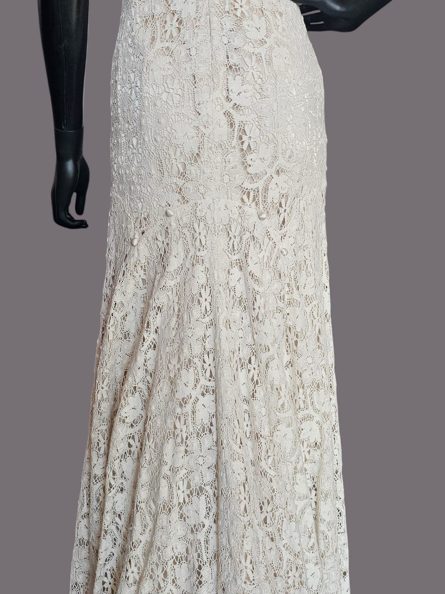 Cream Lace Over Nude Wedding Gown - Blush by JLM