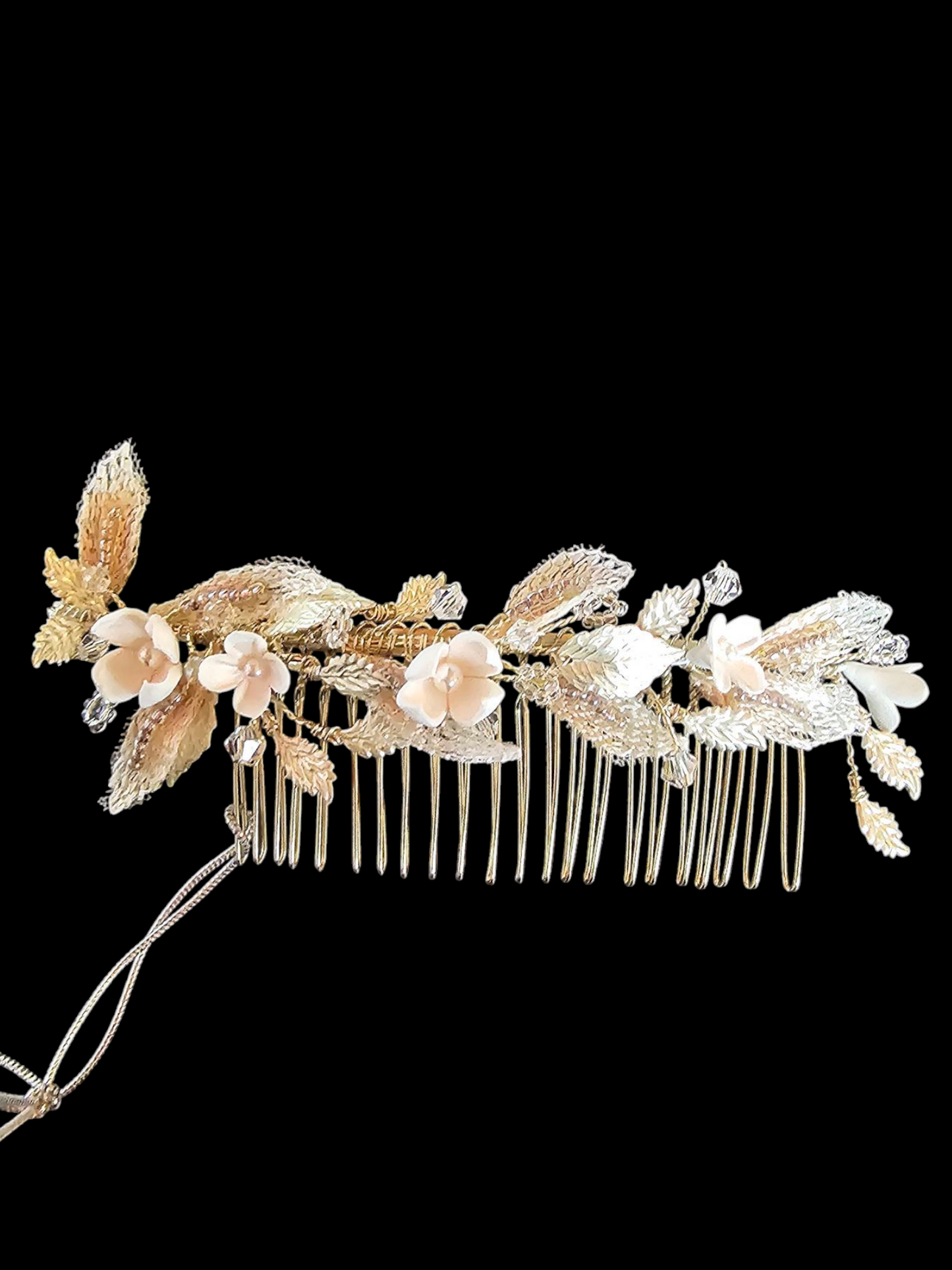 Clay Flower/Soft Gold Hair Comb - Marionat