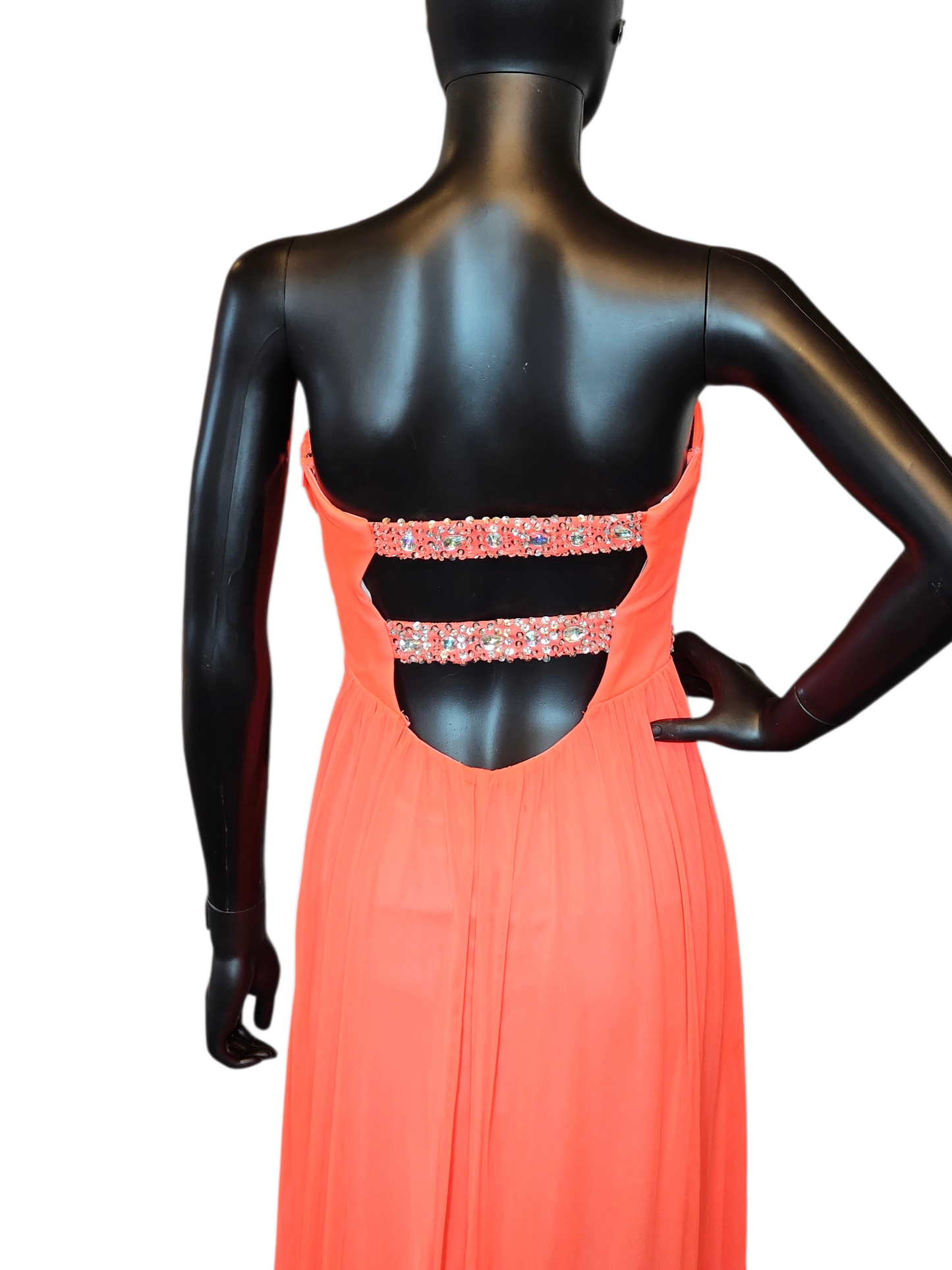 Electric Orange Chiffon Sweetheart Full Length Prom/Party Dress