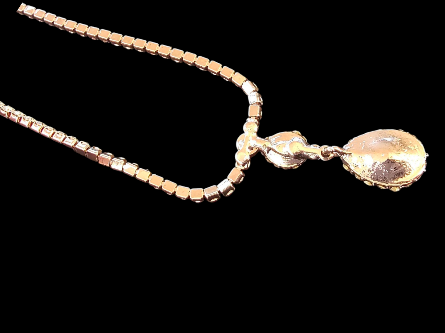 Rose Gold Rhinestone Teardrop Necklace