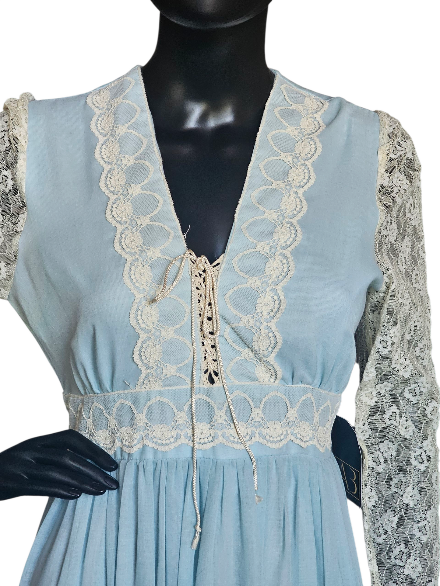 Vintage 70's Blue Prom Prairie Style Maxi Dress - Gunne Sax