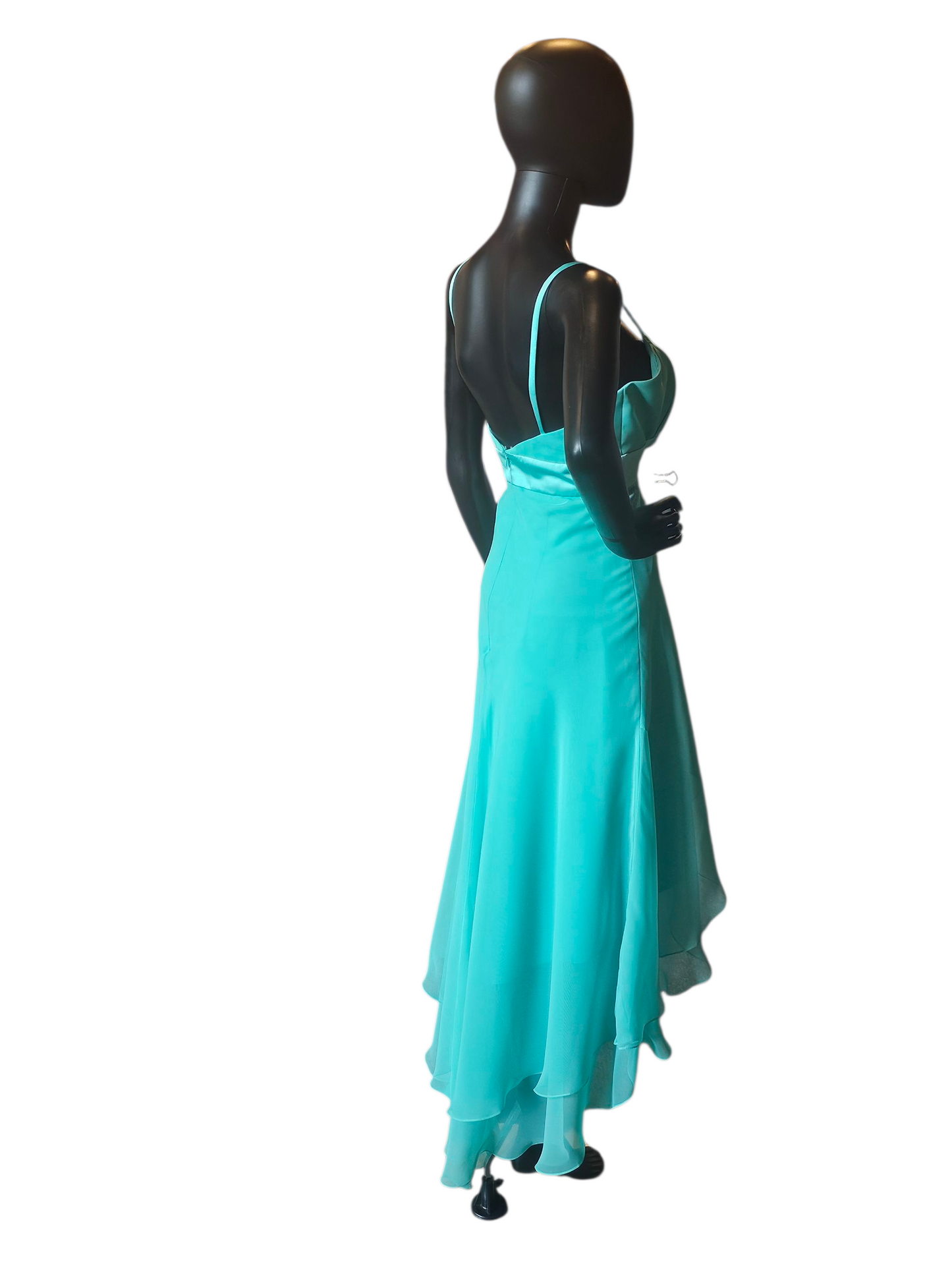 Turquoise Chiffon High-Low Formal Dress - Da Vinci