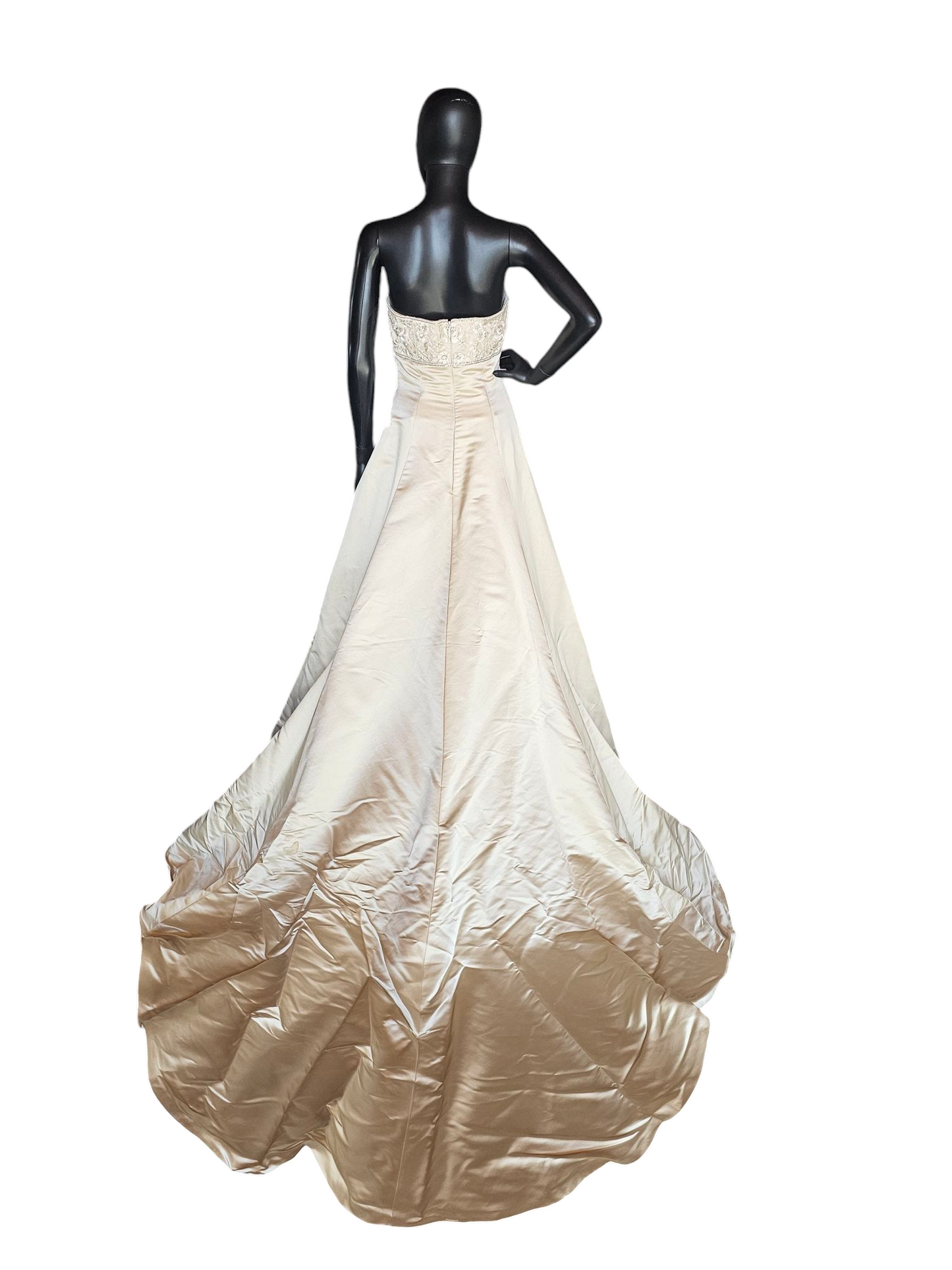 Gold Satin Empire A-Line Wedding Gown