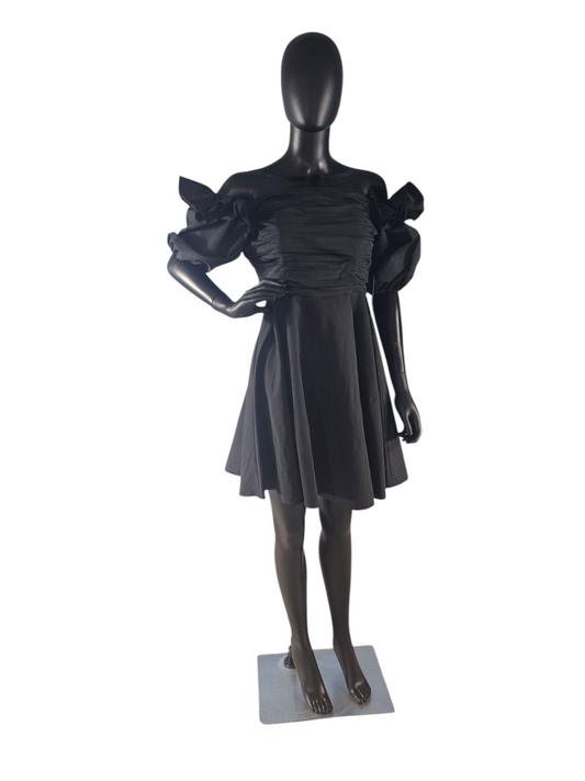 Black Taffeta Puff Sleeve Mini Party Dress - Prabal Gurung NEW w/Tag