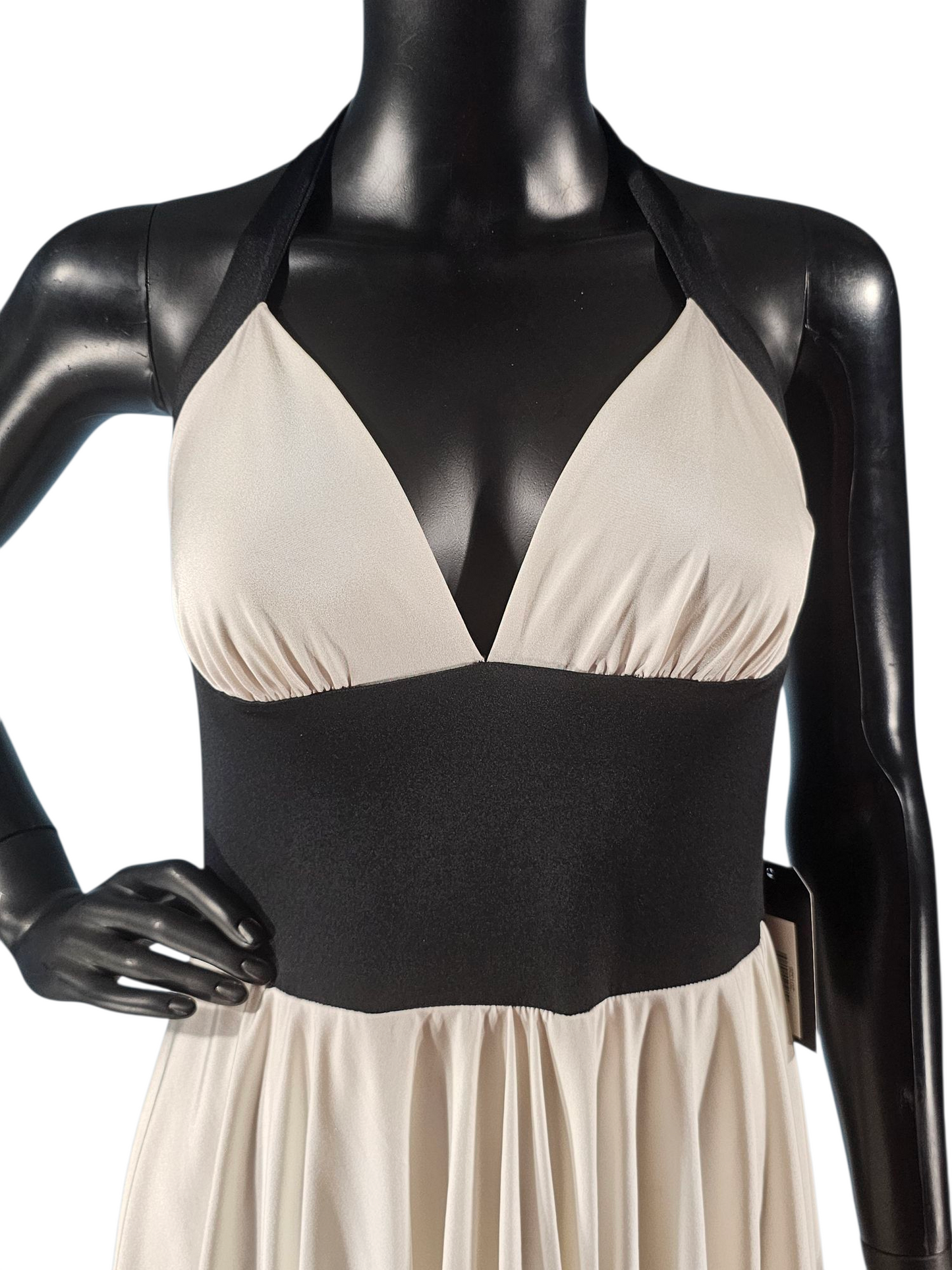 Black/White Jersey Halter Bubble Skirt Cocktail Dress - XXI