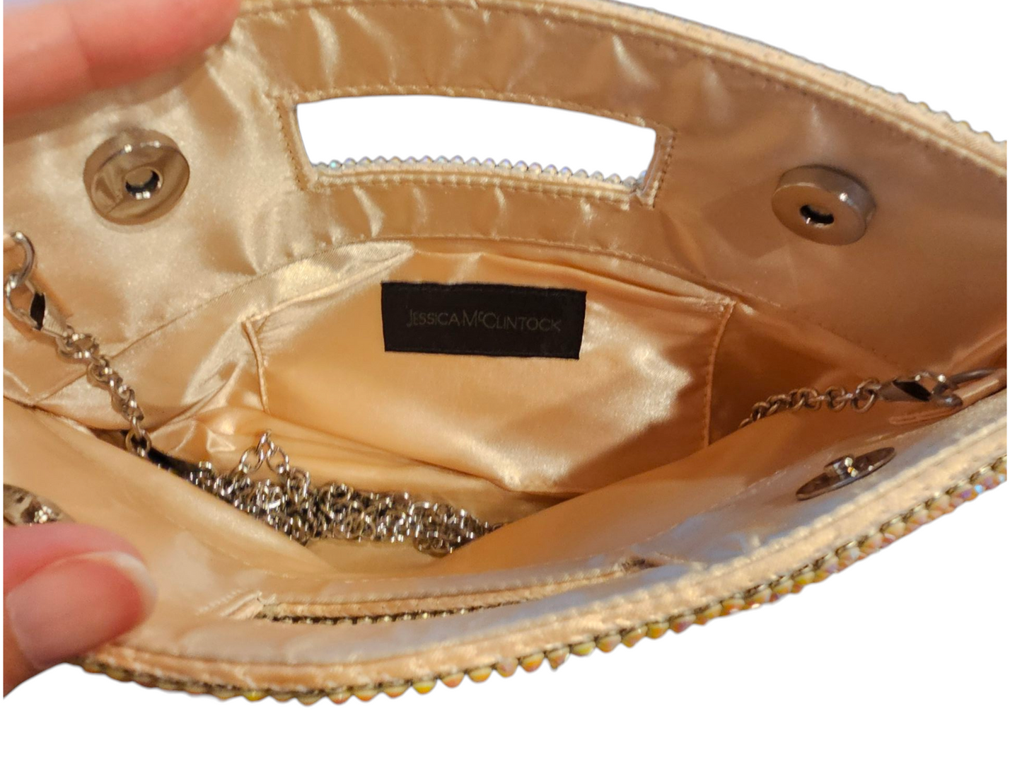 Rose Gold Beaded Square Clutch - Jessica McClintock