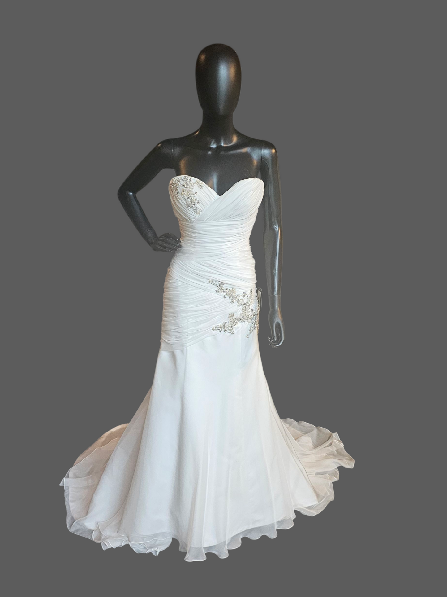 Ivory Chiffon Fit/Flare Sweetheart Wedding Gown - Casablanca