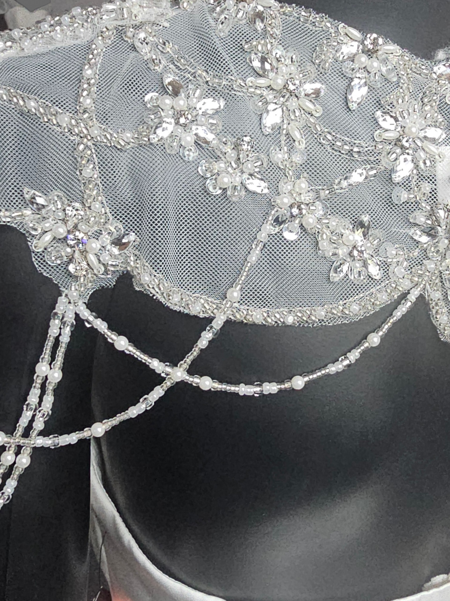 Beaded Applique Draped Shoulder Necklace/Capelet