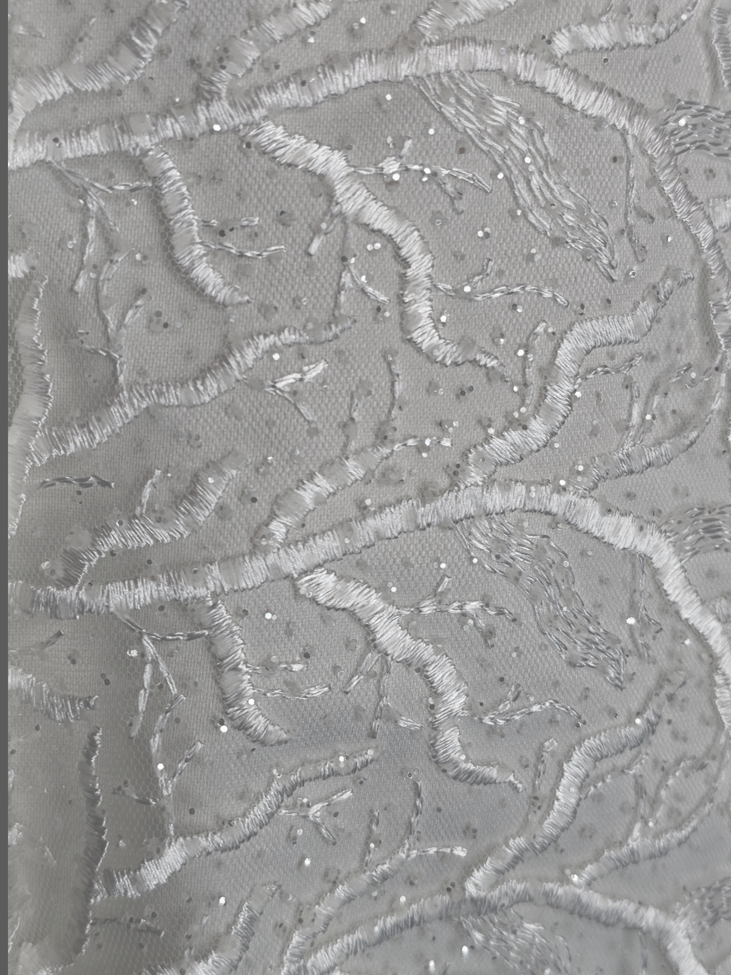 Ivory Sparkle Vine Embroidered Pleated A-Line Wedding Ballgown - Di La Sena - NWT