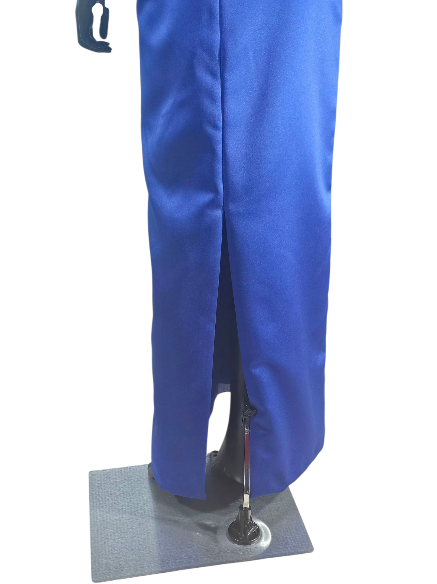 Royal Blue/Black Lace Cap Sleeve Full Length Formal Dress - Da Vinci