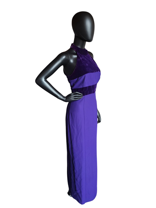 Vintage Purple Velvet/Crepe Halter Sheath