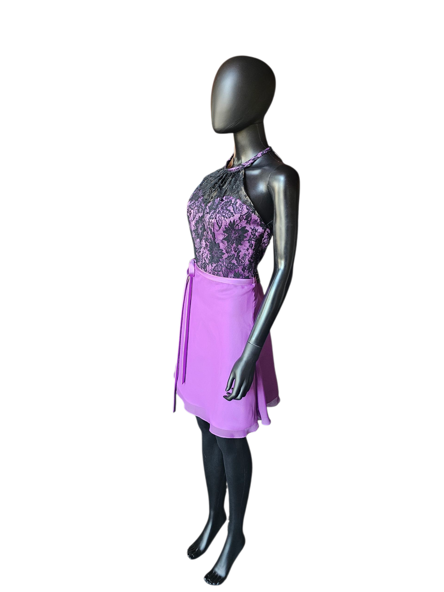Purple/Black Lace Halter Party/Cocktail Dress - Da Vinci