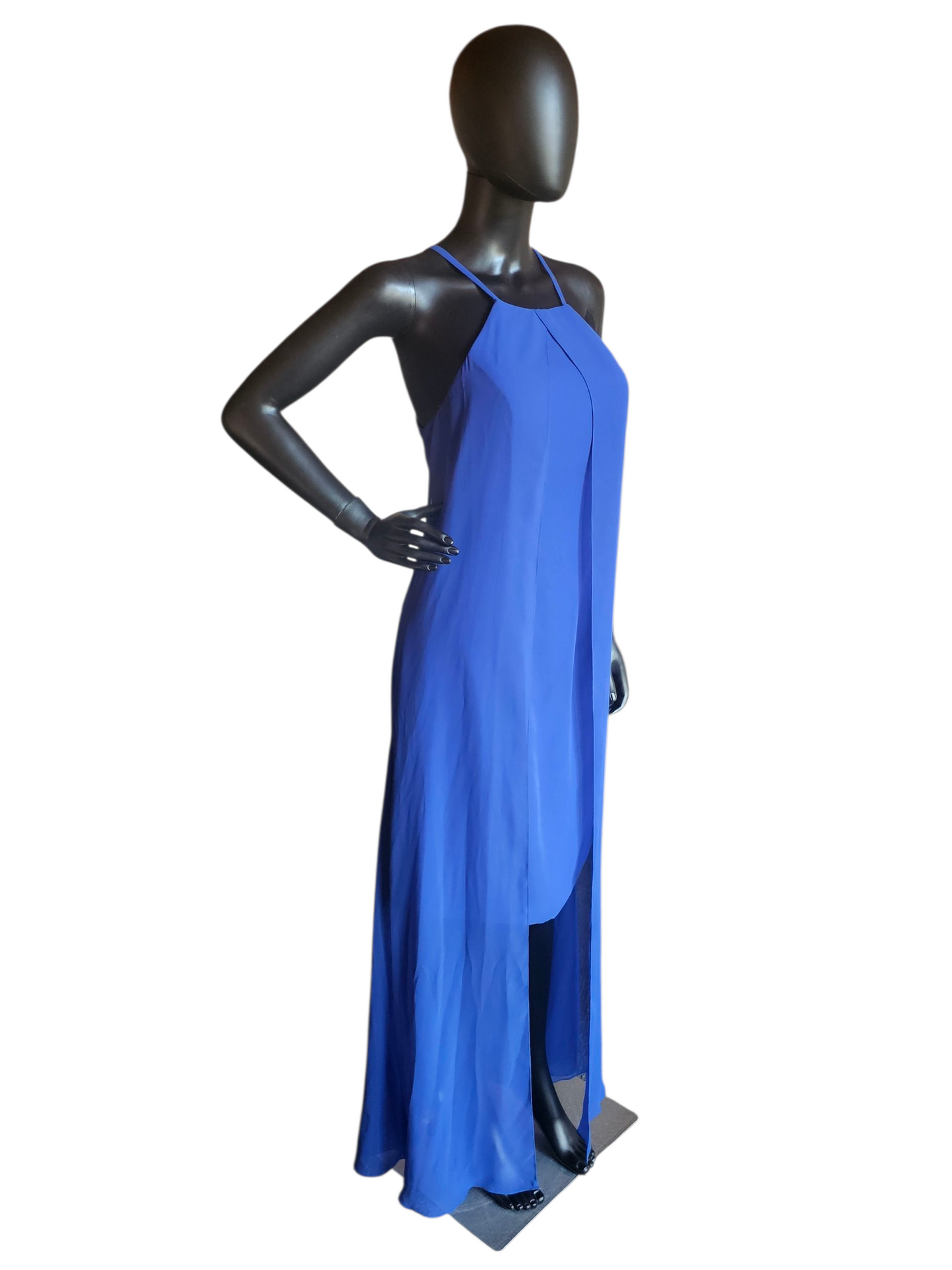 Royal Blue Chiffon Halter Hi/Lo - Da Vinci