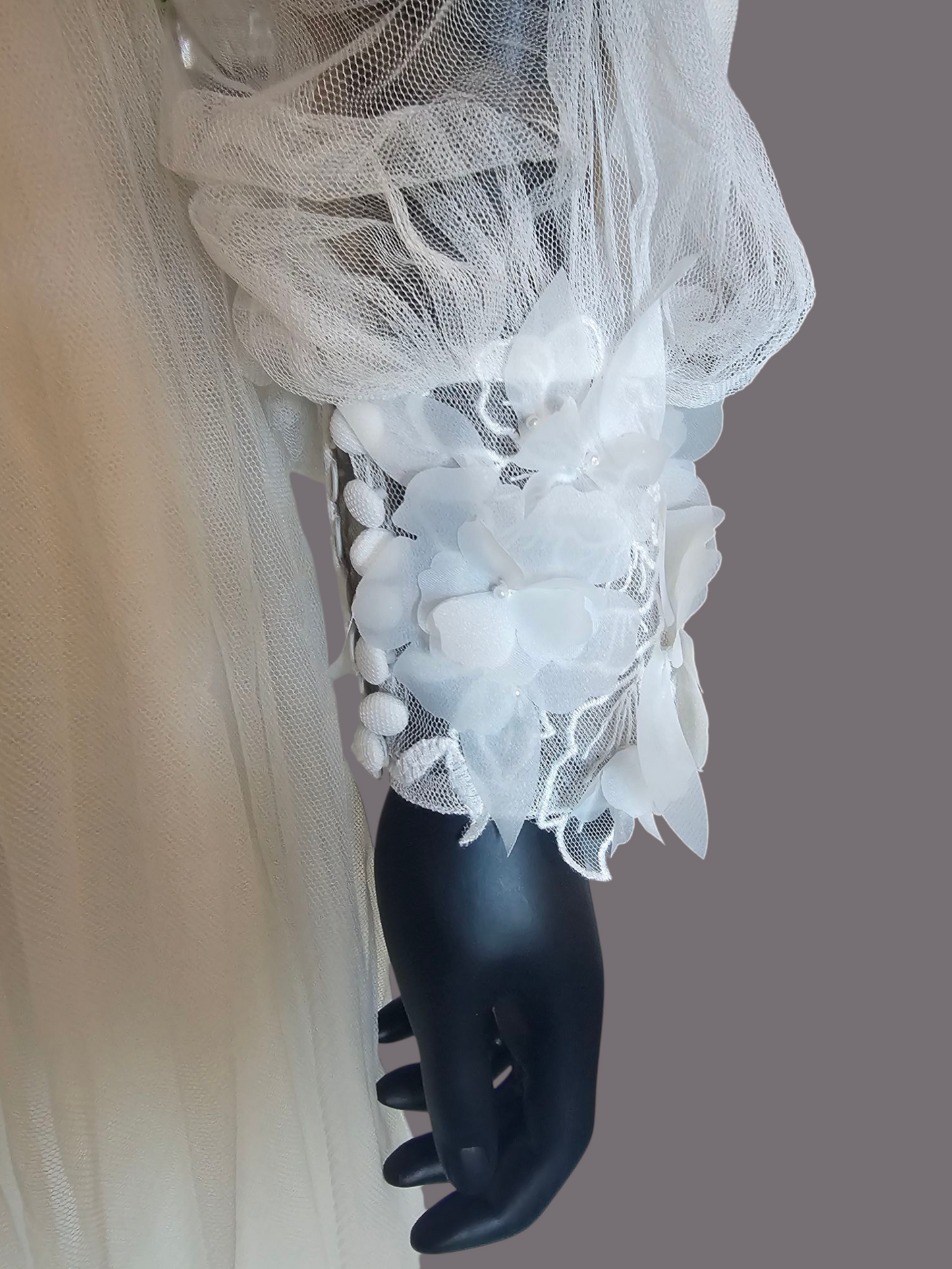 Ivory/Latte Floral Full Tulle Wedding Gown - Sincerity