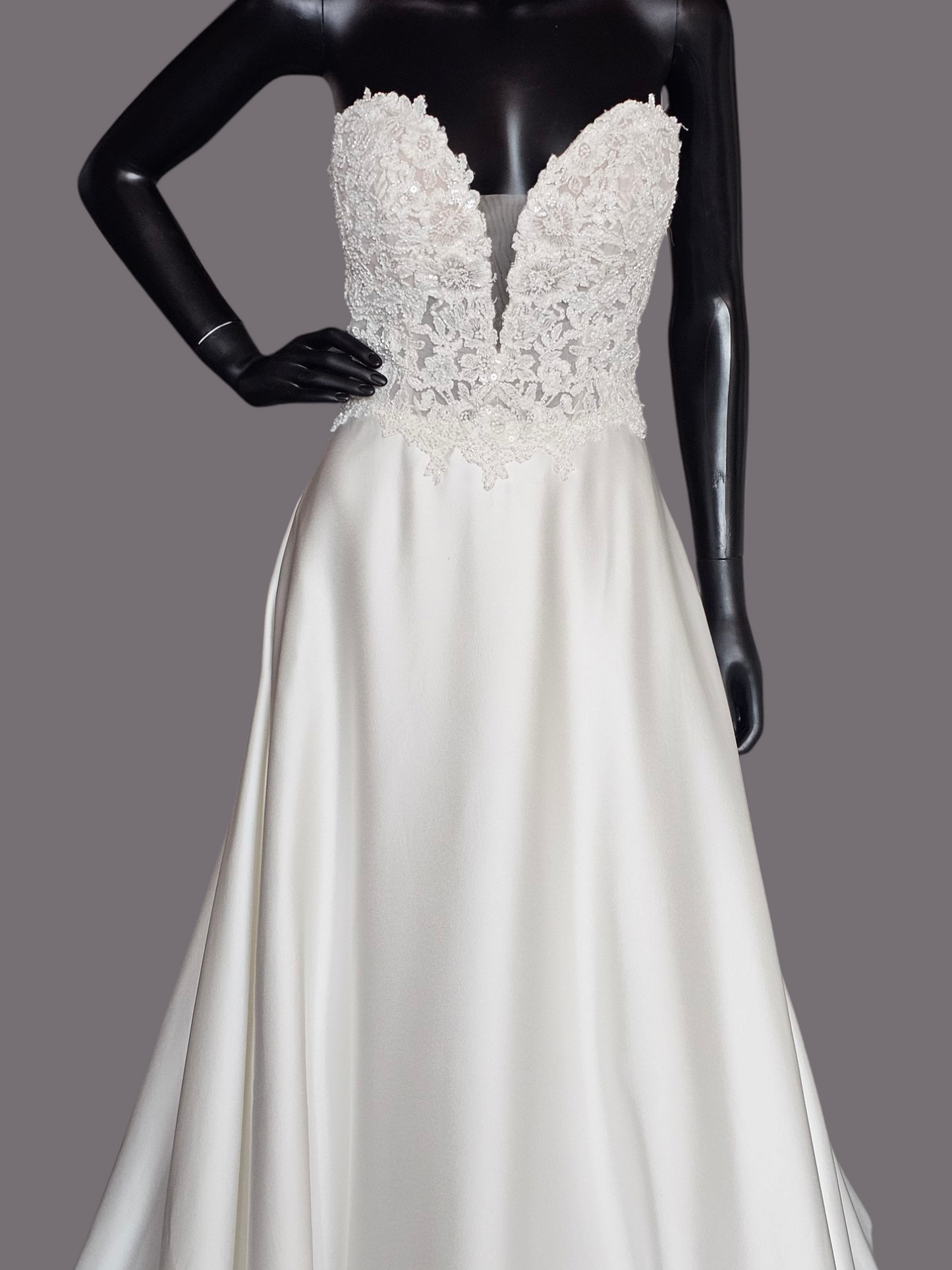 Sweetheart Beaded Satin Wedding Gown - Rebecca Ingram