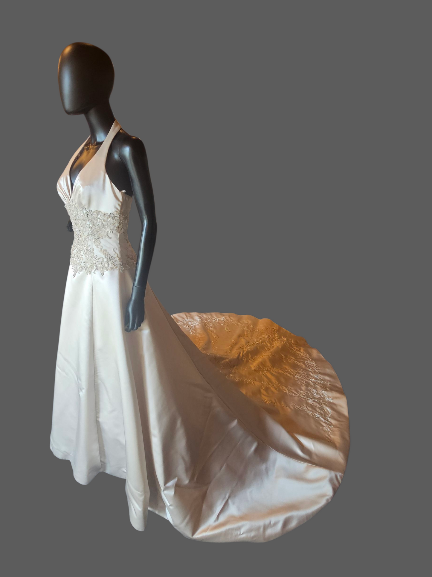 Pearl Satin Halter Wedding Gown - Allure Bridal