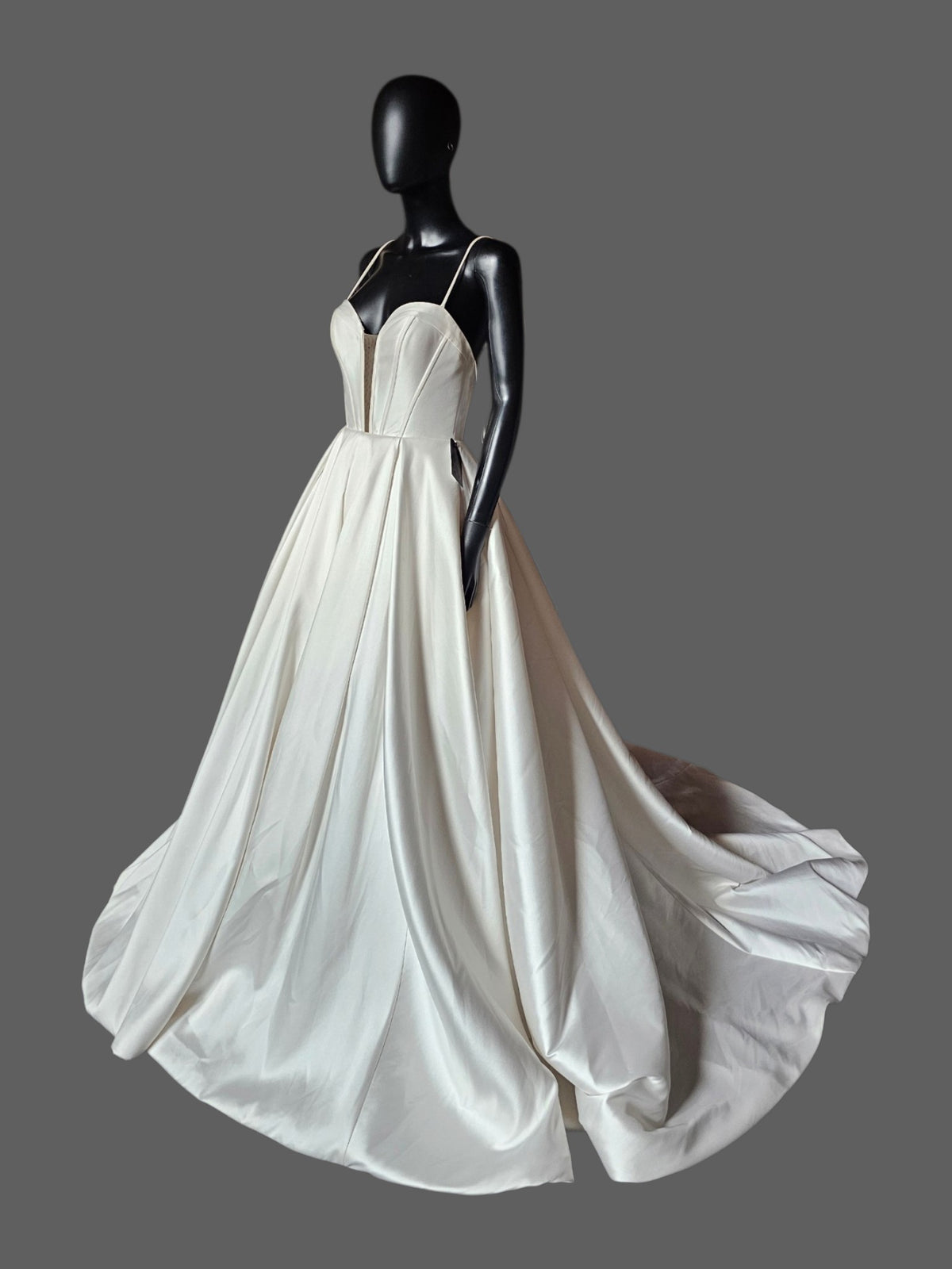 Ivory Mikado Minimalist Plunge Wedding Gown- Justin Alexander