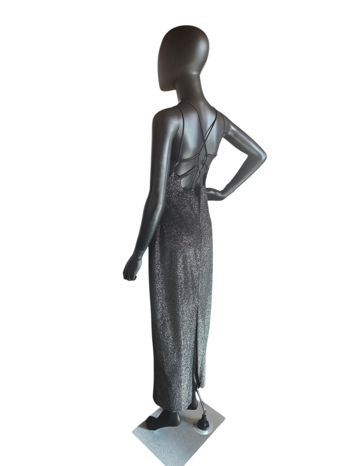 Black Velvet Glitter Halter Prom/Party Dress - Afortiori