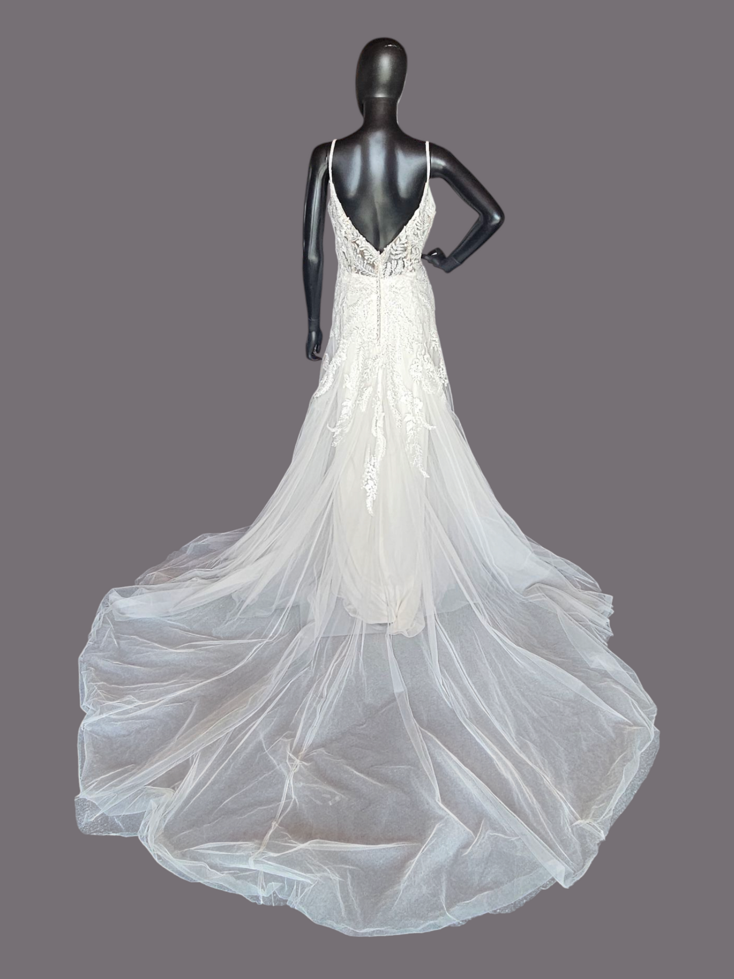 Ivory Beaded Fit/Flare Illusion Wedding Gown - Allure NWT