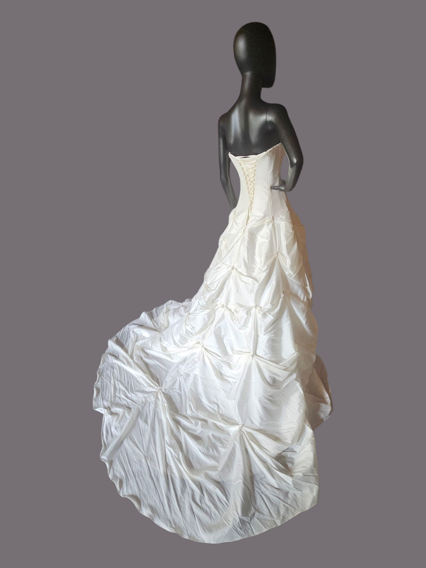 Ivory/Blush Tuck Taffetta Cupcake Wedding Gown- Maggie Sottero Couture