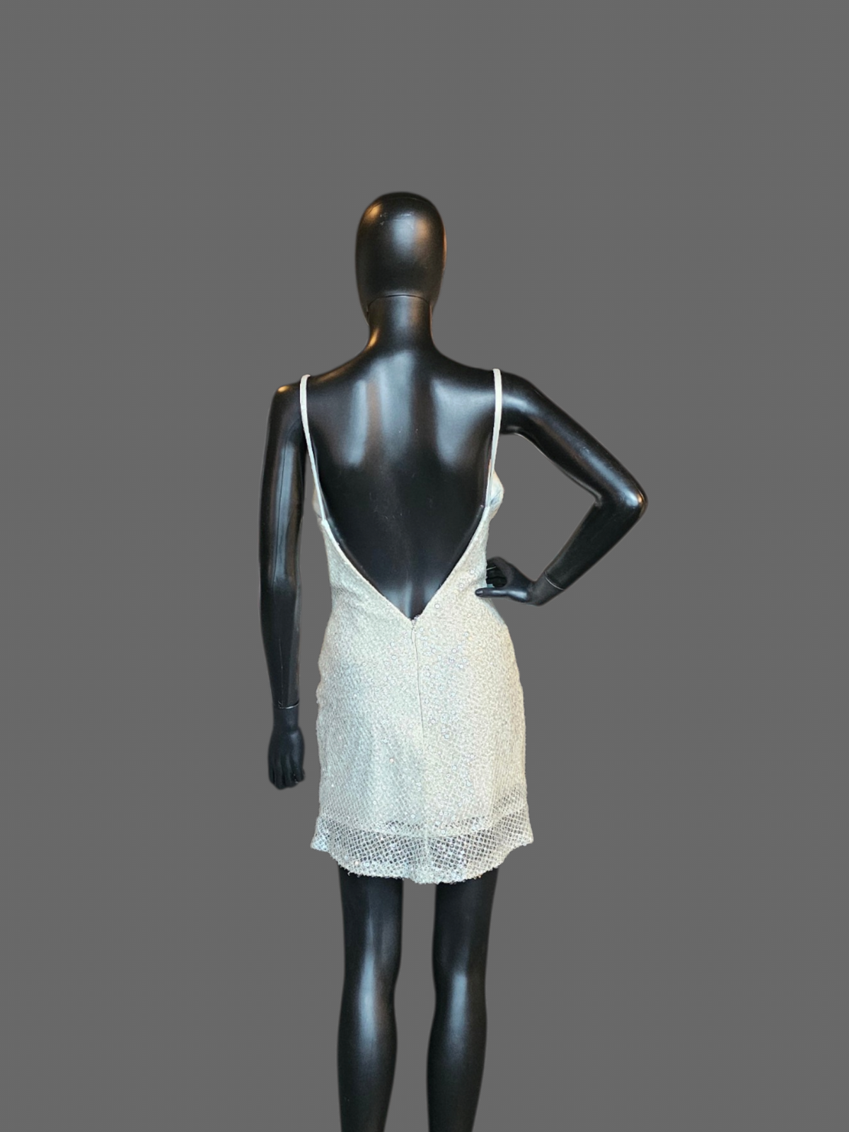Ivory Sequin V-Neck Cocktail Dress Formal/ Homecoming/ Bridal Dress - Madi Lane