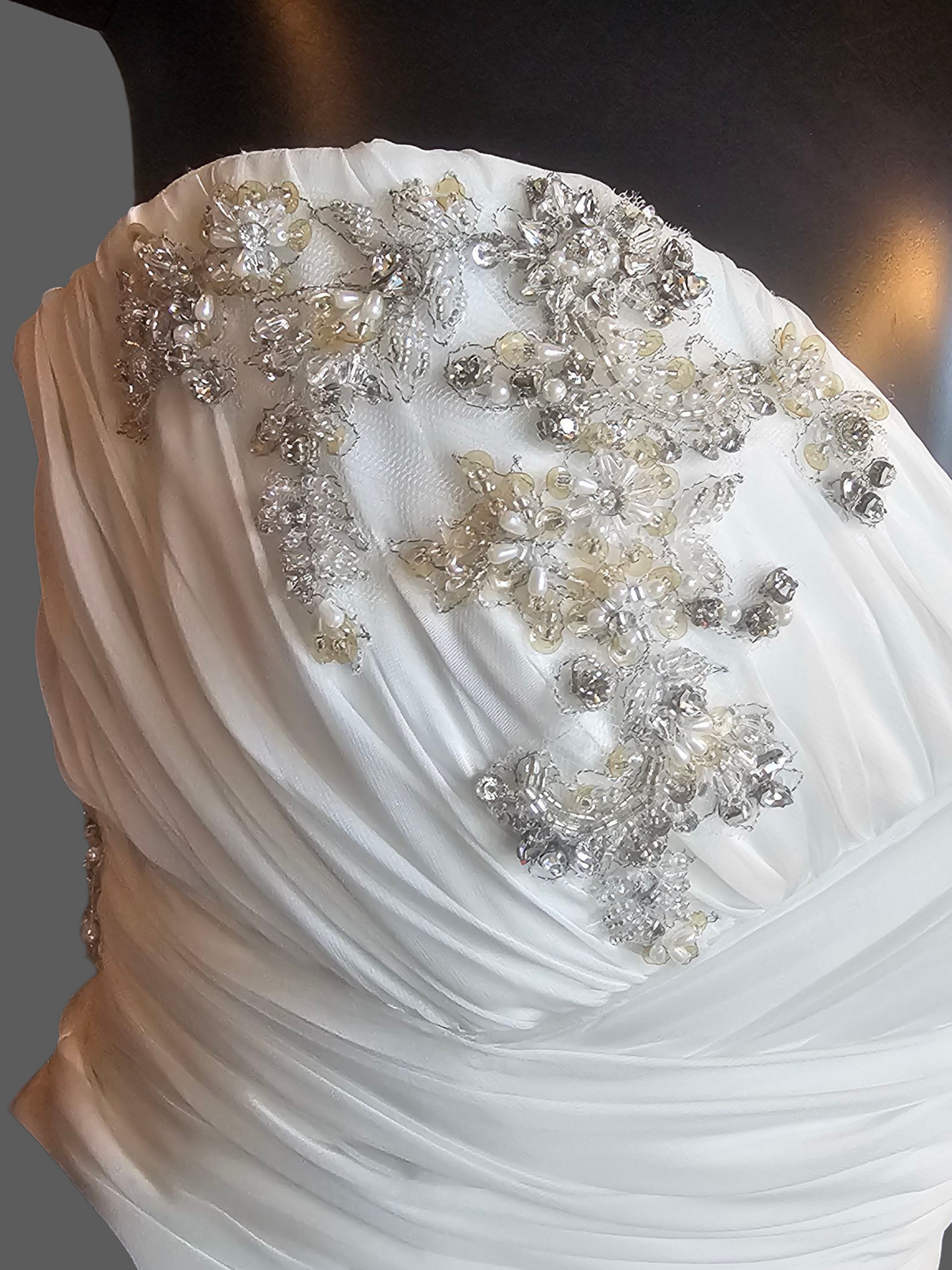 Ivory Chiffon Fit/Flare Sweetheart Wedding Gown - Casablanca