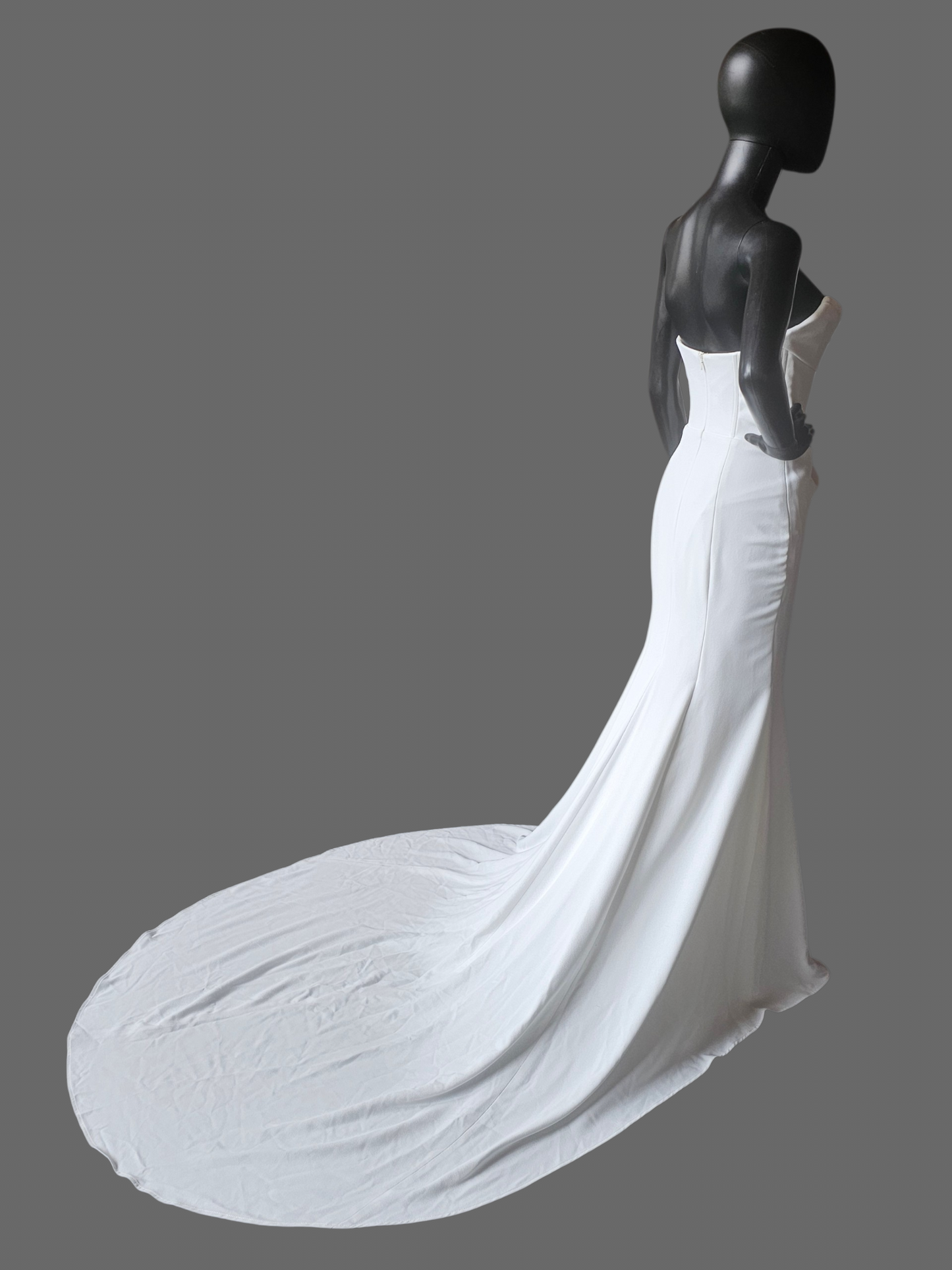 Minimalist Crepe Fit/Flare Cat Eye Side Ruched Wedding Gown - Alyssa Kristen