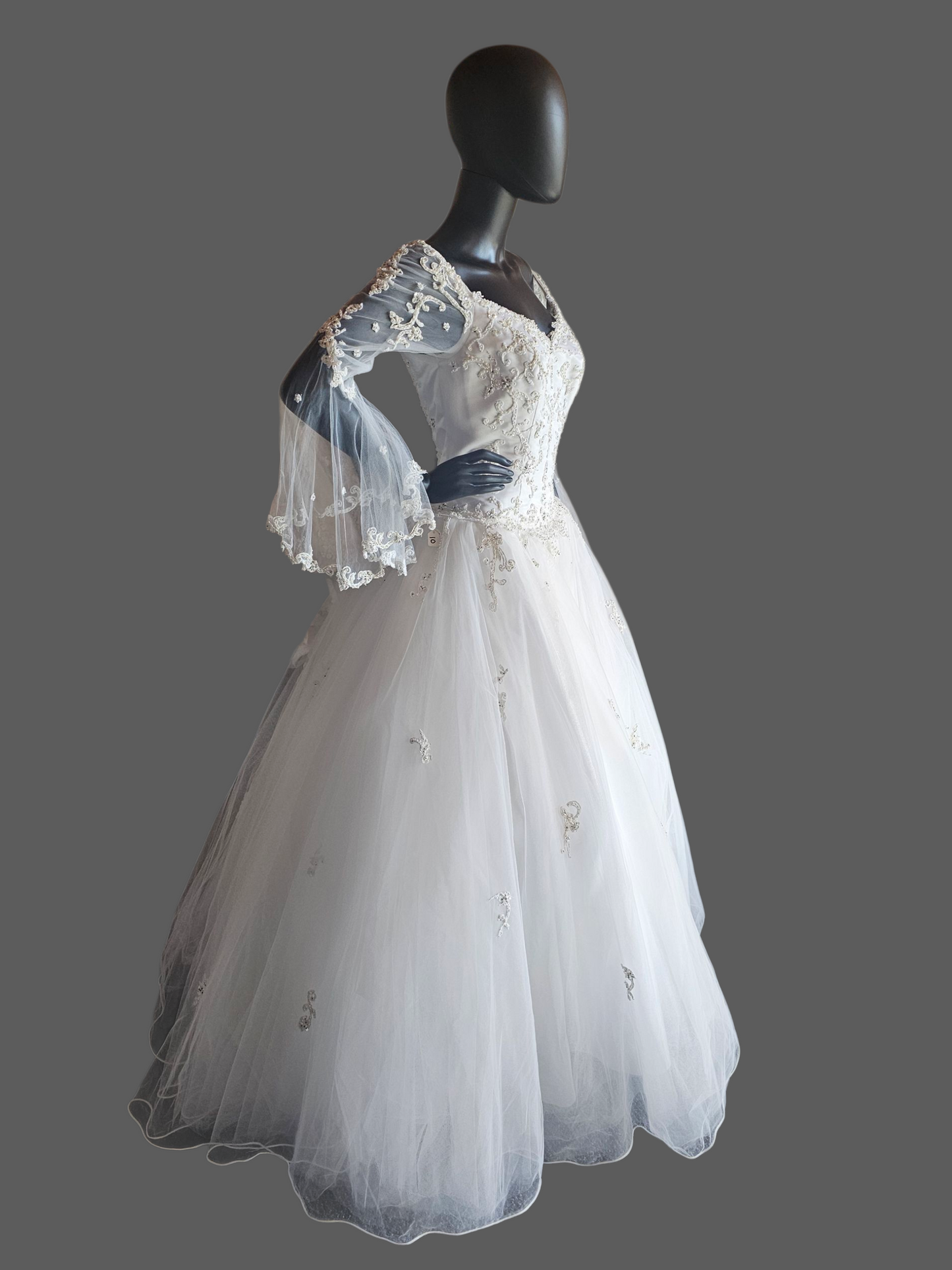 Vintage Off Shoulder Renaissance Sleeve Wedding Ball Gown - Mori Lee