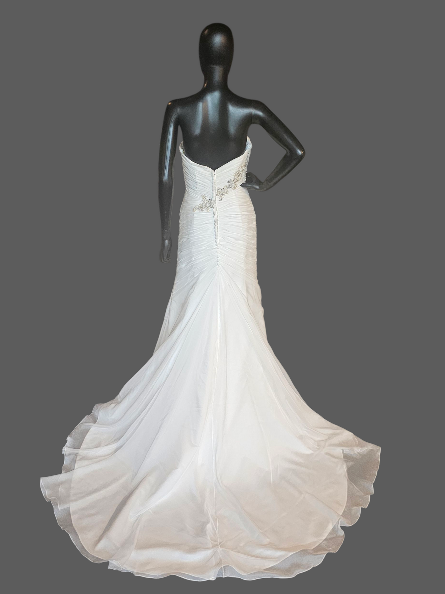Ivory Chiffon Fit/Flare Sweetheart Wedding Gown - Casablanca