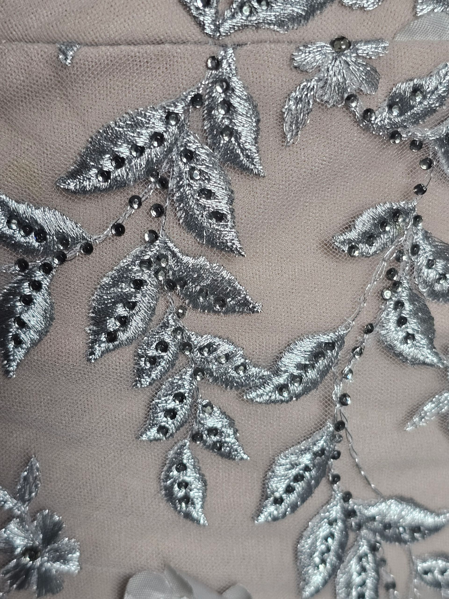 Silver/Nude 3D Floral Detail Fit/Flare Dress - Montage