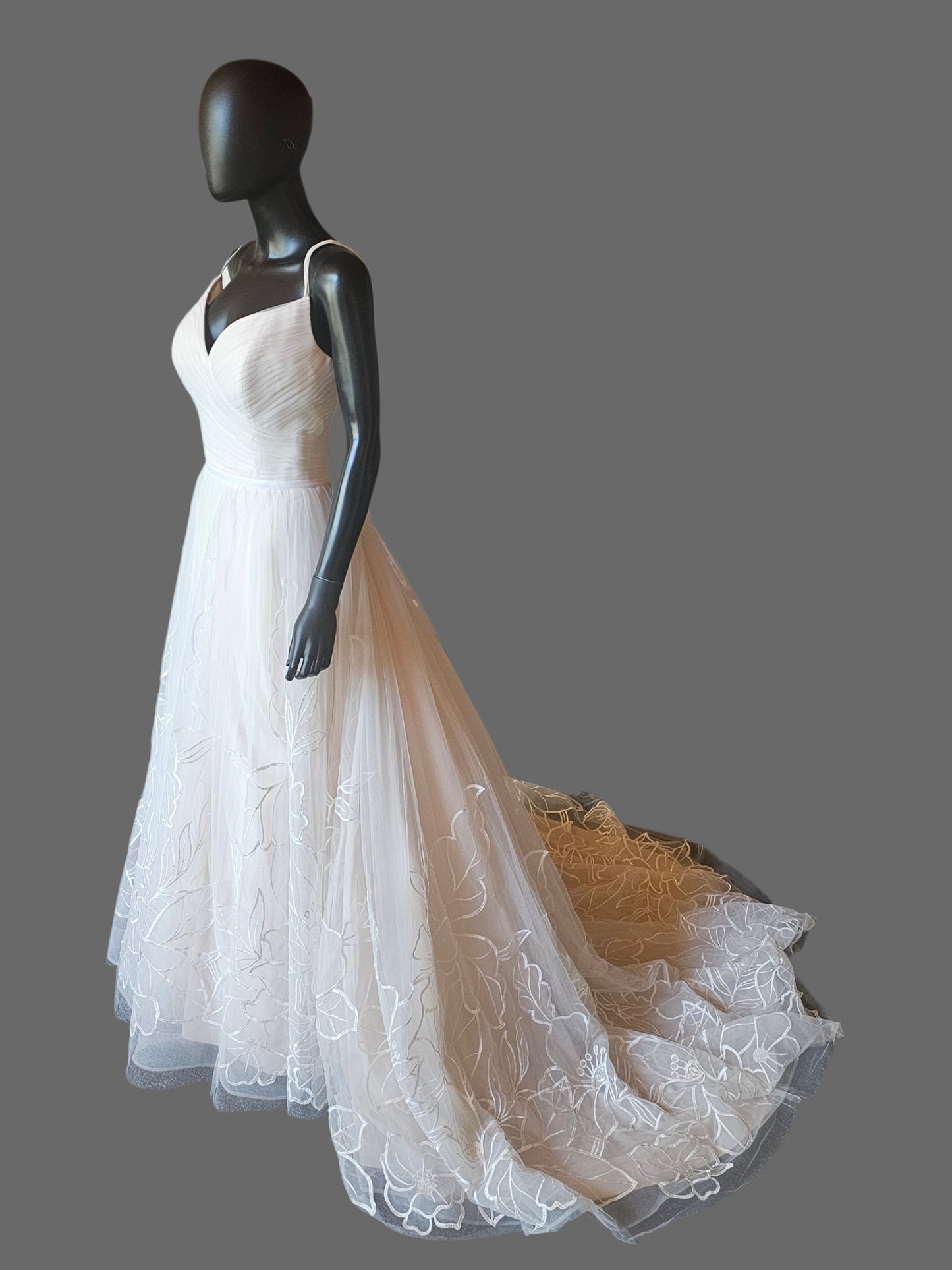 Blush Tulle Floral A-Line Embroidered Sequin Flowers - Maggie Sottero