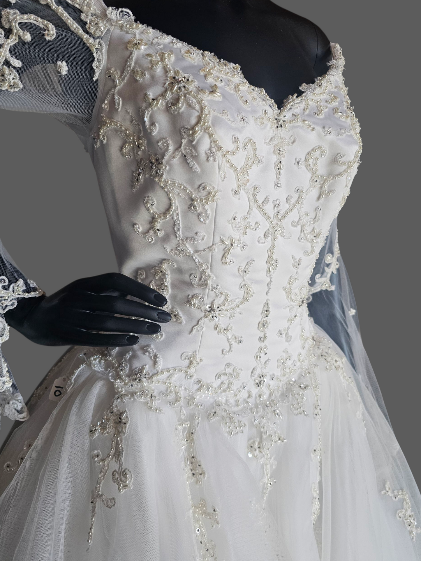 Vintage Off Shoulder Renaissance Sleeve Wedding Ball Gown - Mori Lee