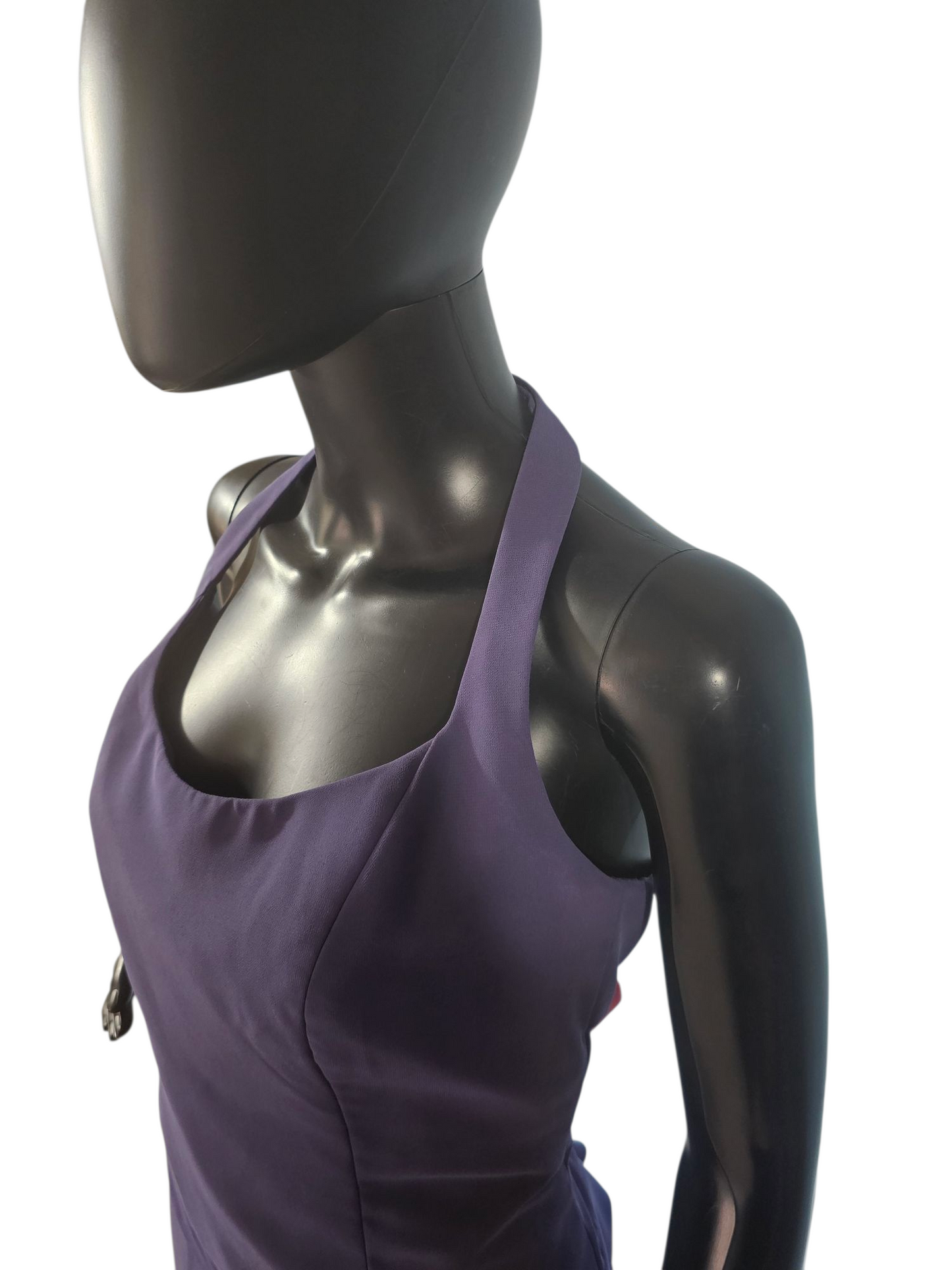 Purple Chiffon Drop Waist Halter Dress - After Six