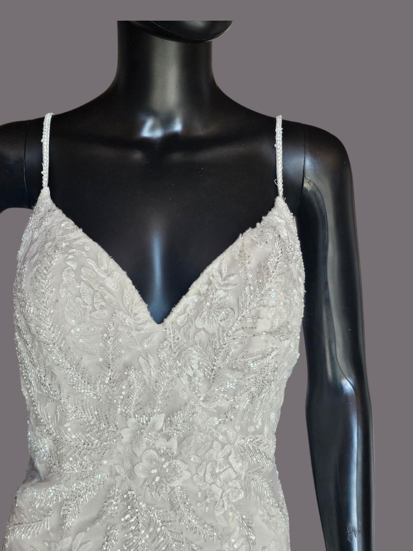 Ivory Beaded Fit/Flare Illusion Wedding Gown - Allure NWT