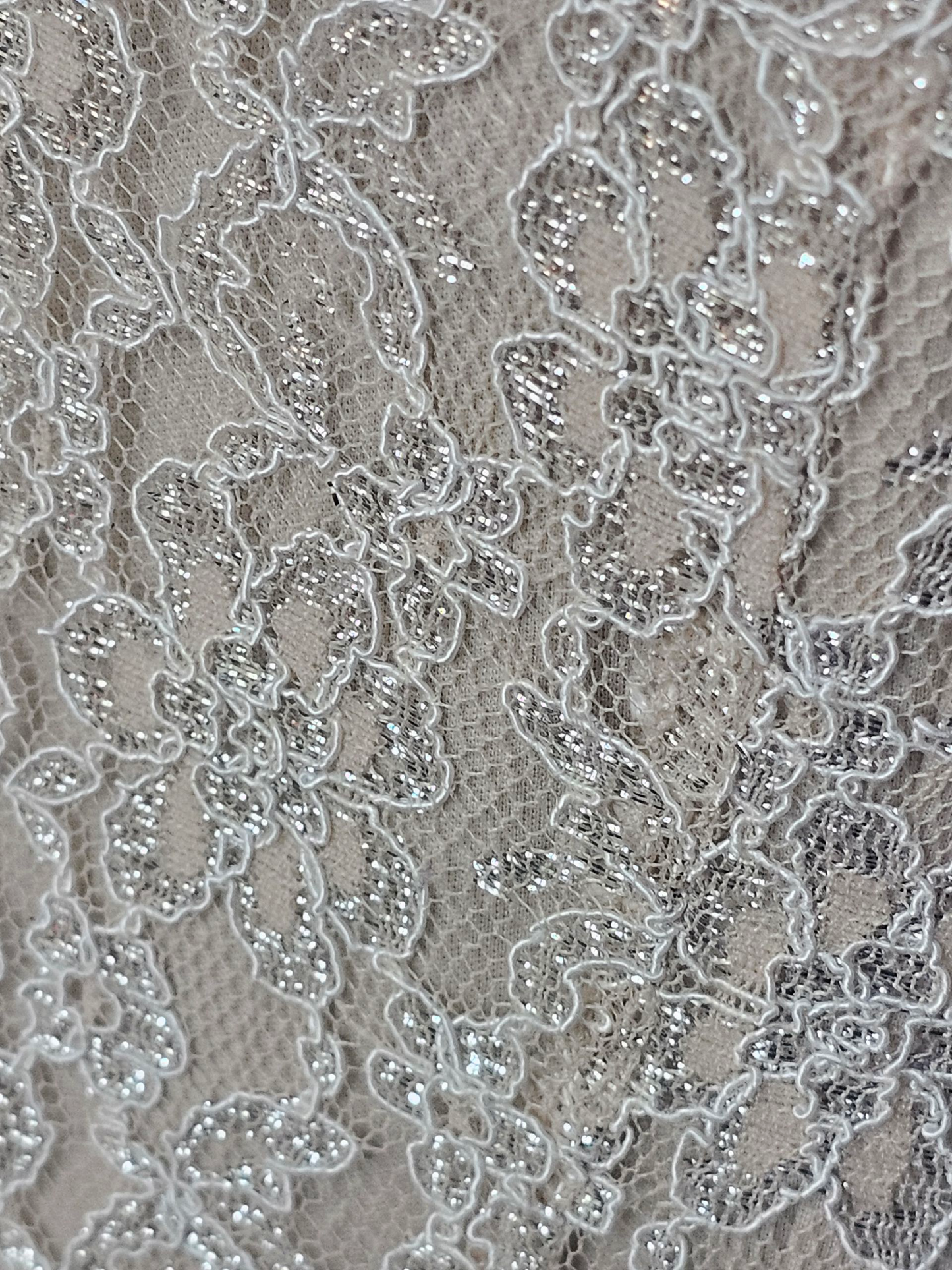 Champagne/Silver V-Neck Lace Mid-Length Cocktail Dress - J. Taylor