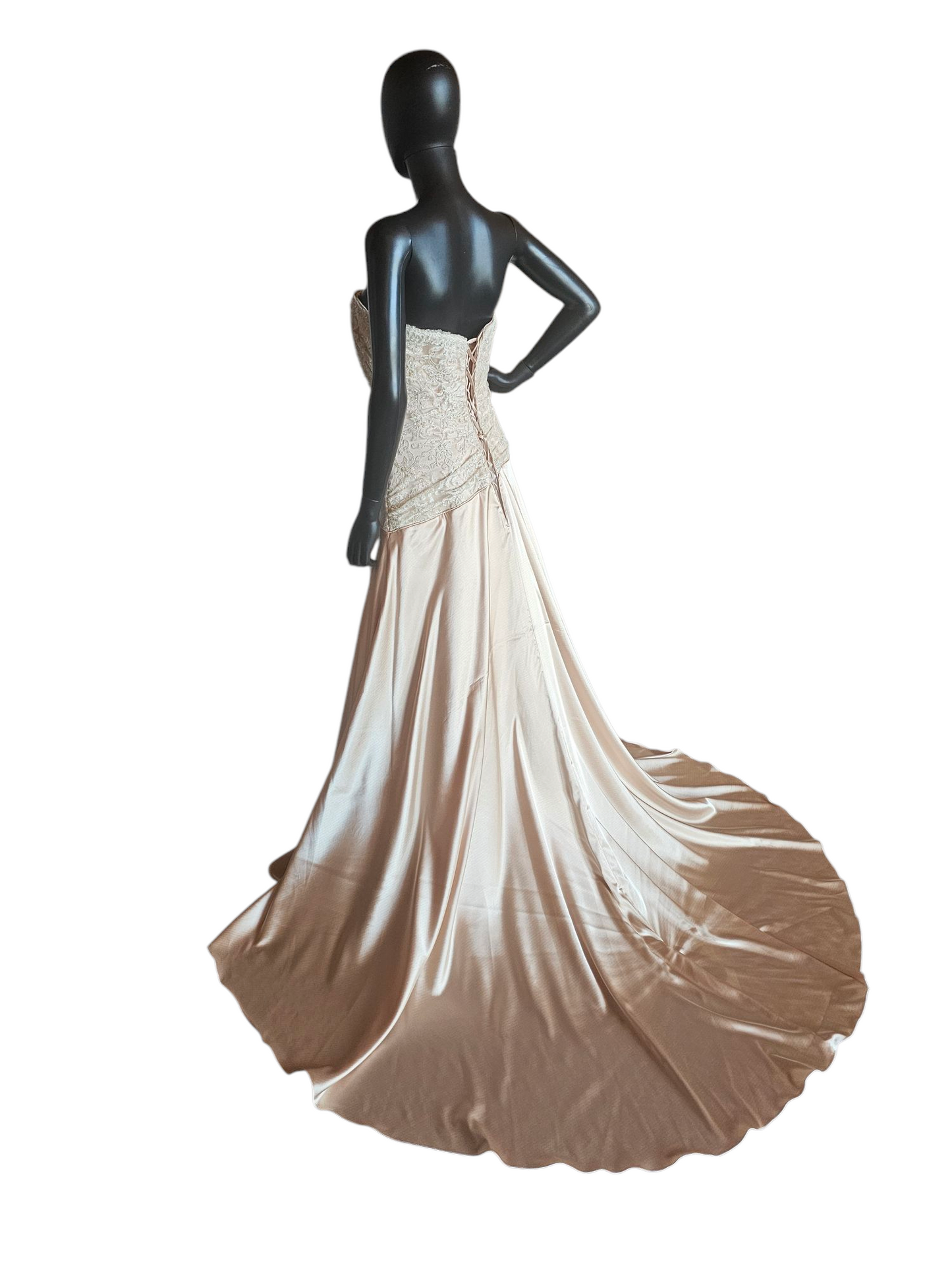 Gold Charmeuse Asymmetrical Wedding Gown - Maggie Sottero