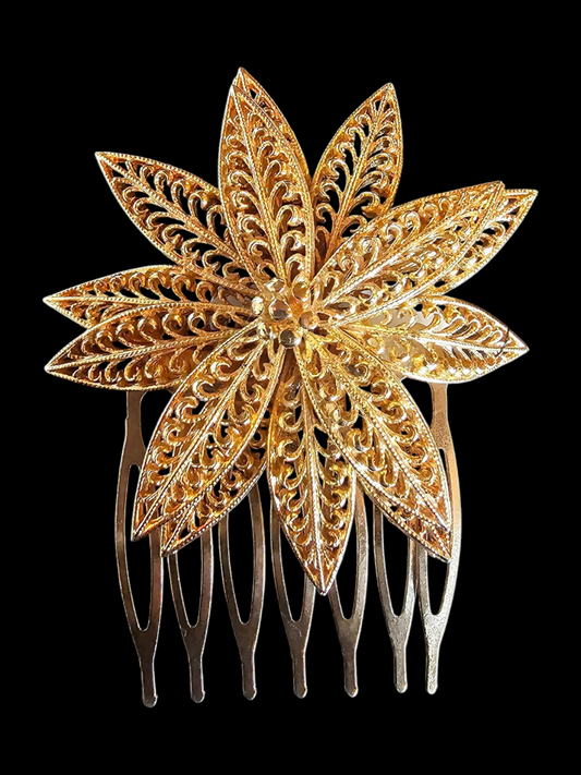 Gold Flower Hair Comb