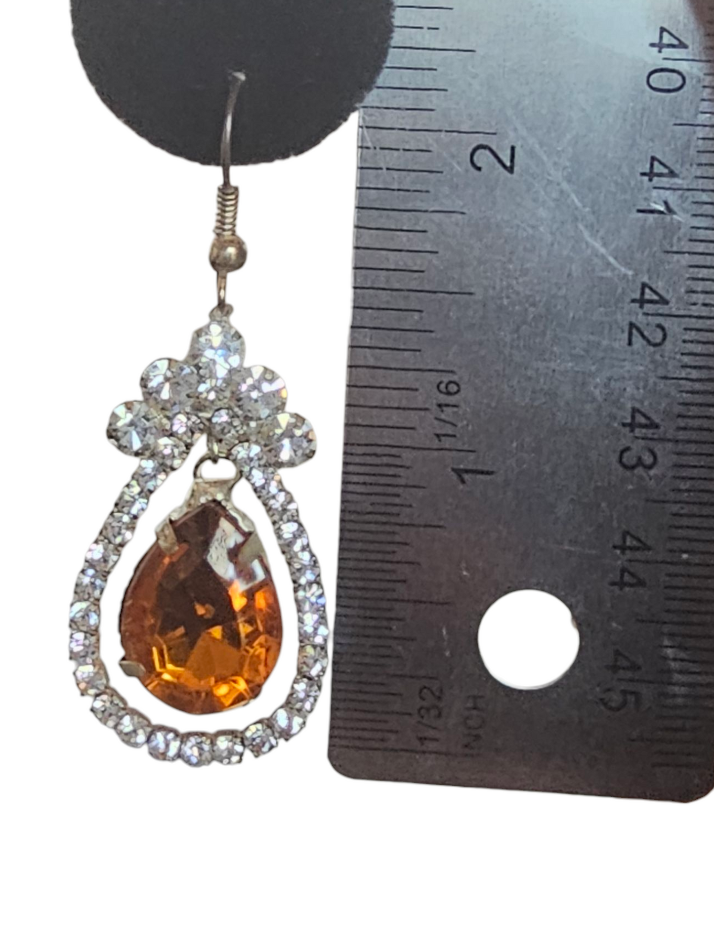 Orange Crystal Teardrop Earring